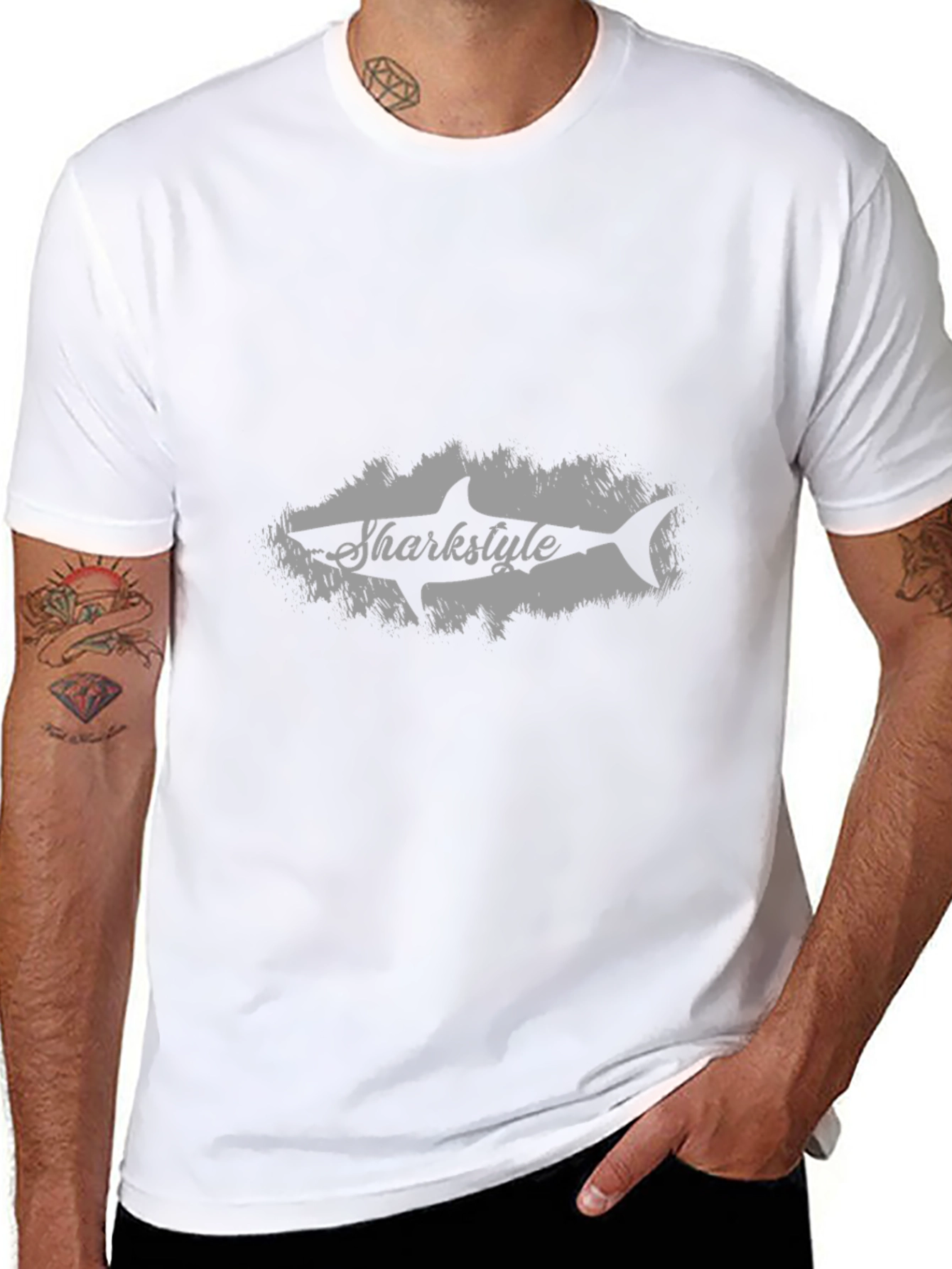 Sharkstyle Graphic Print Black T-Shirt
