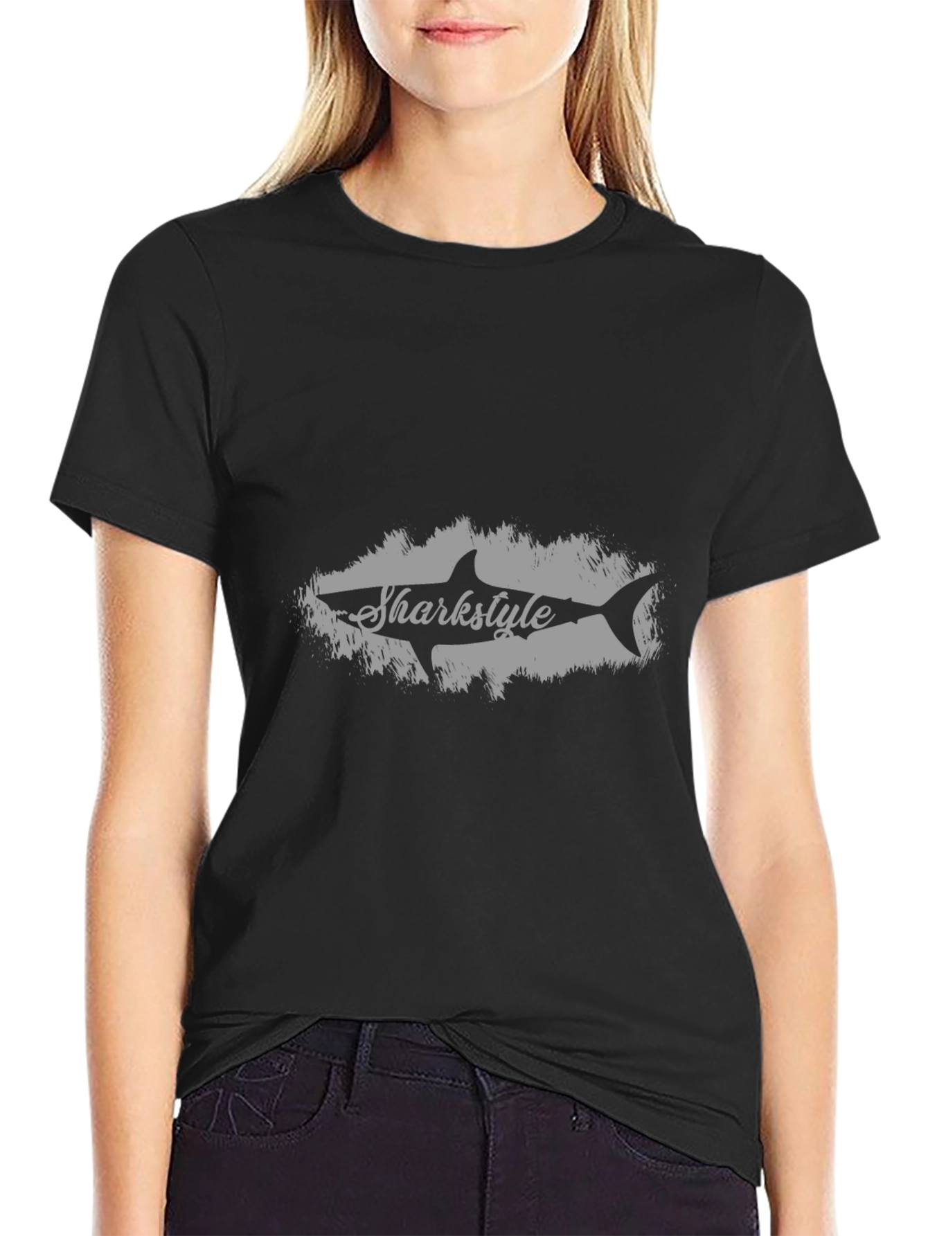 Sharkstyle Graphic Print Black T-Shirt