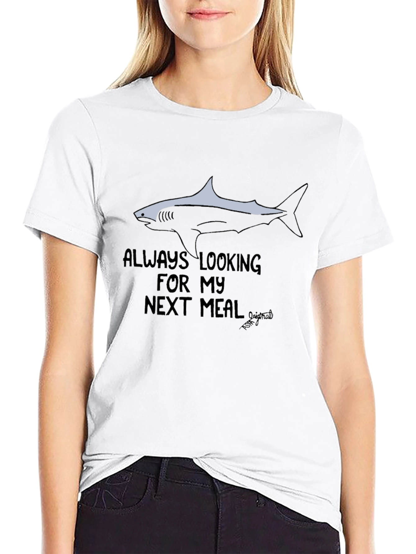 Always Looking Shark Graphic Black T-Shirt