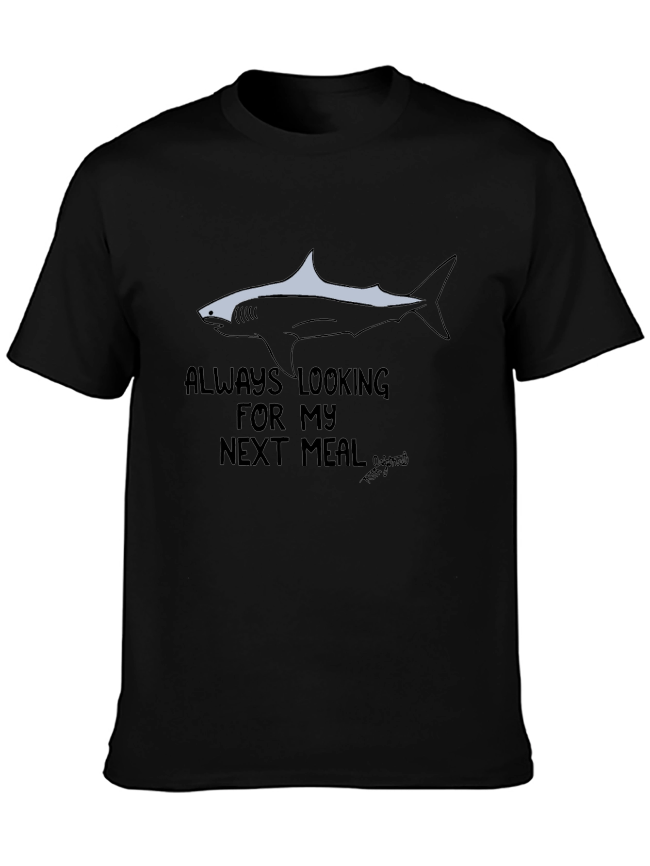 Always Looking Shark Graphic Black T-Shirt