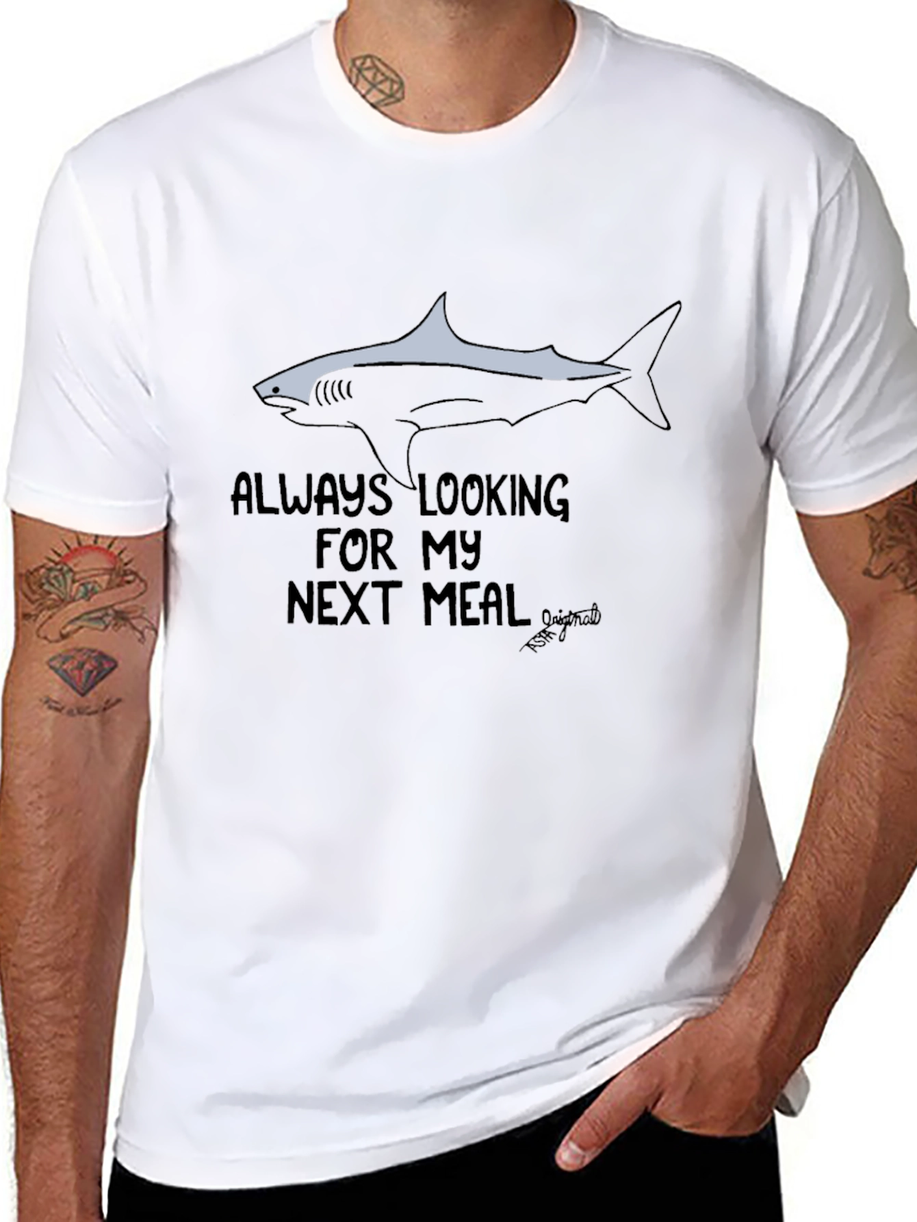 Always Looking Shark Graphic Black T-Shirt