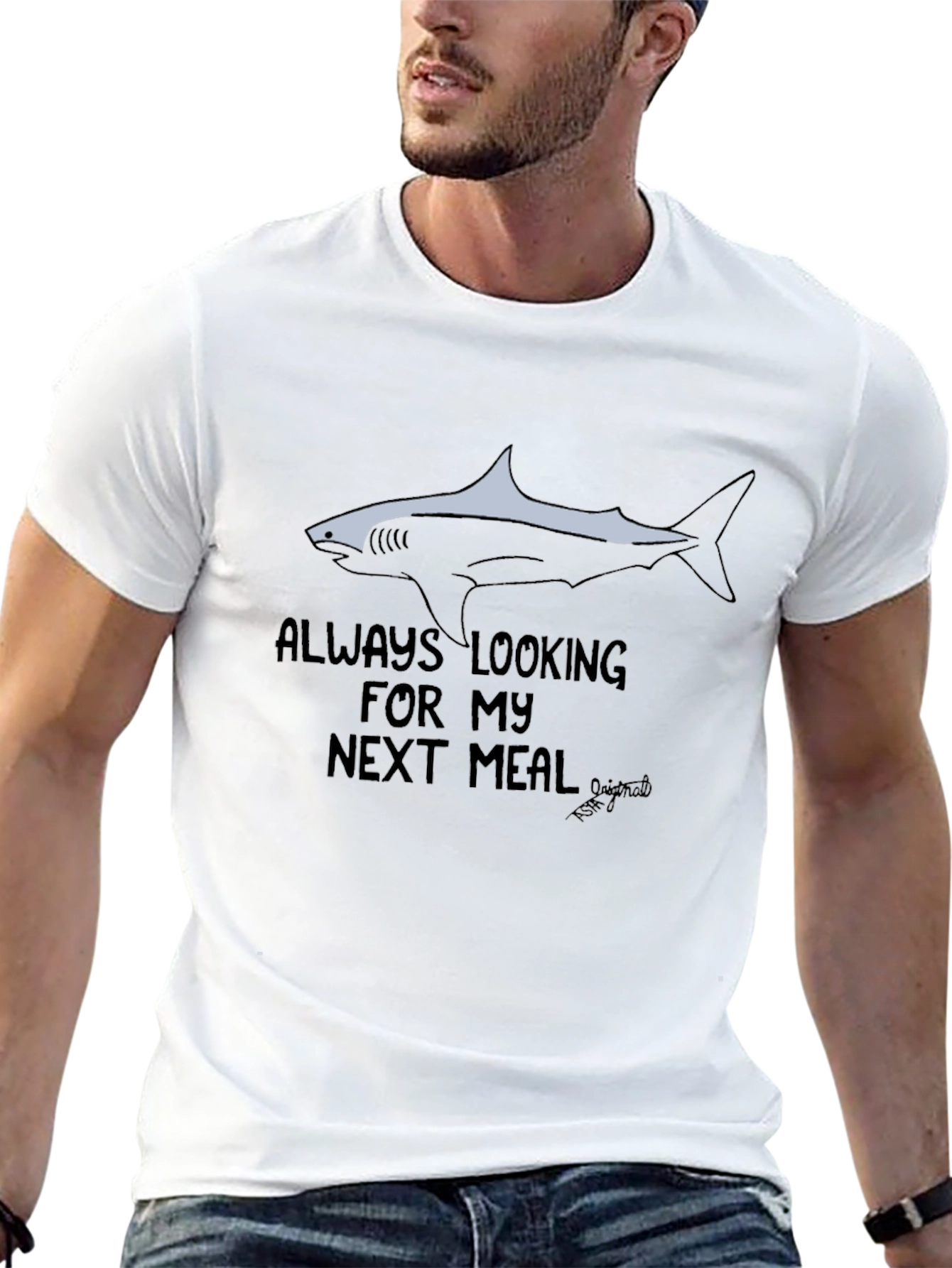 Always Looking Shark Graphic Black T-Shirt