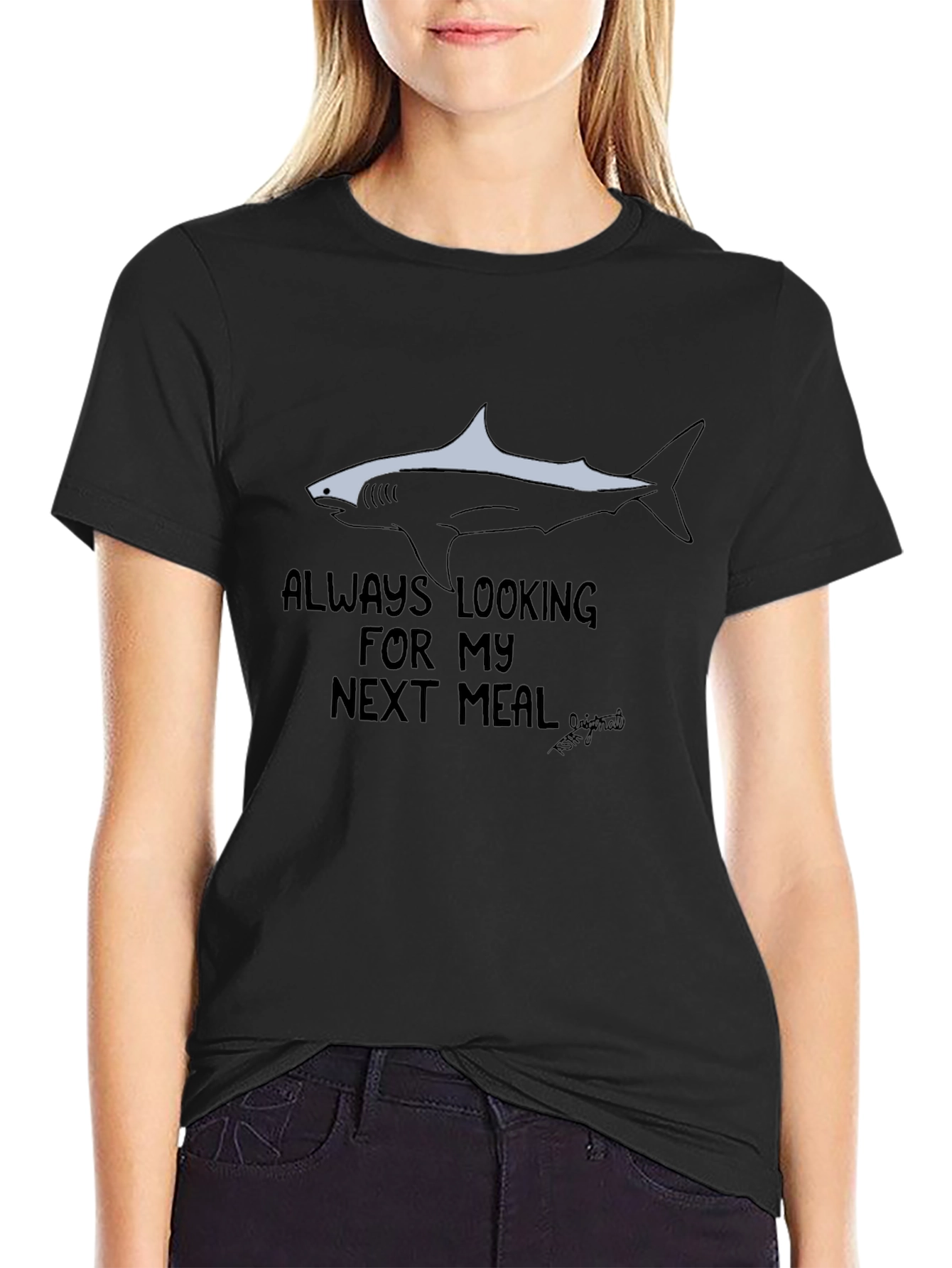 Always Looking Shark Graphic Black T-Shirt