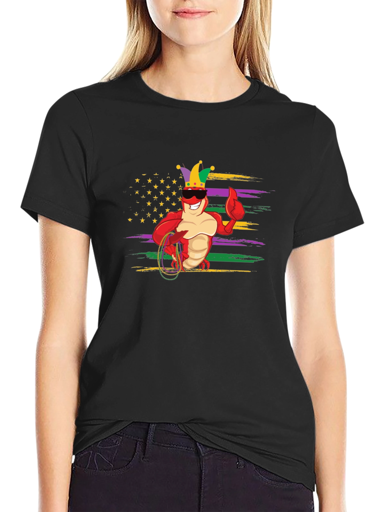 Mardi Gras Lobster T-Shirt - Black