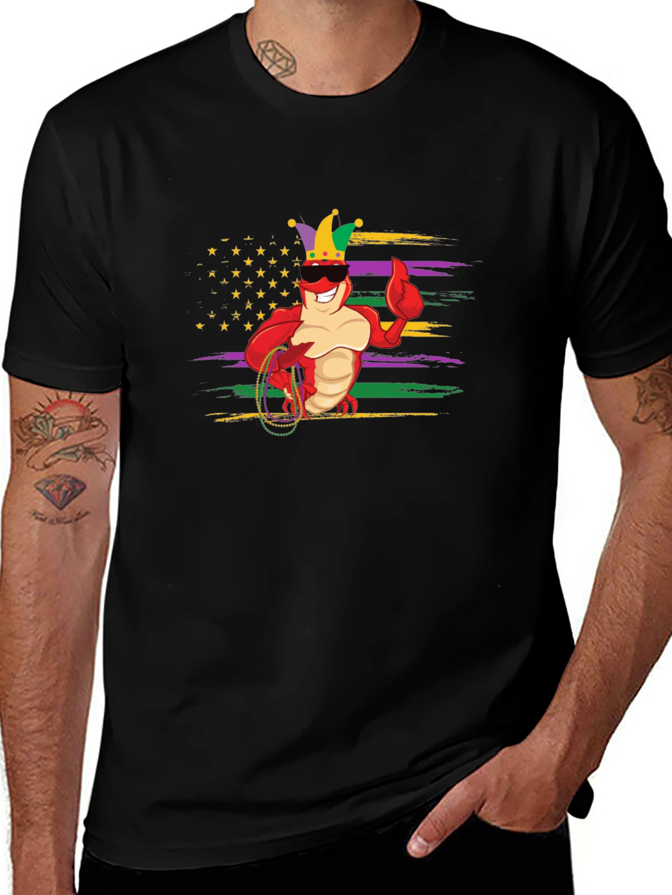 Mardi Gras Lobster T-Shirt - Black