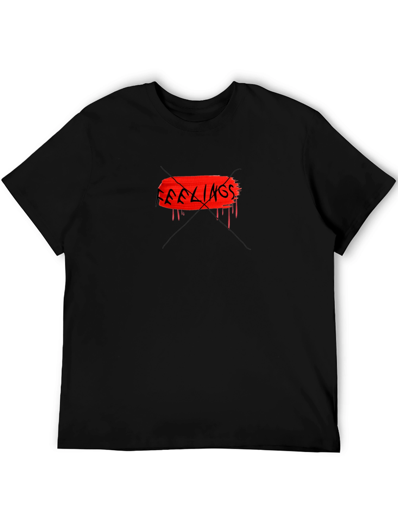 Edgy Black Tee - No Feelings Graphic