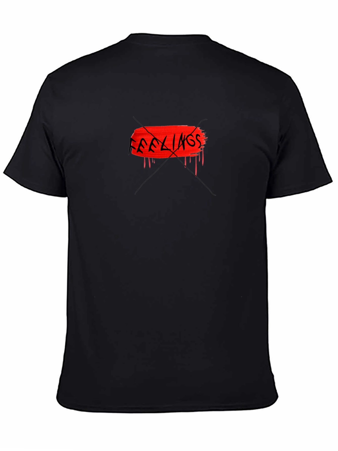 Edgy Black Tee - No Feelings Graphic