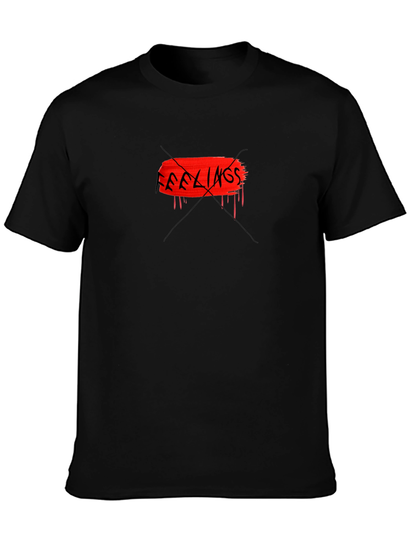 Edgy Black Tee - No Feelings Graphic