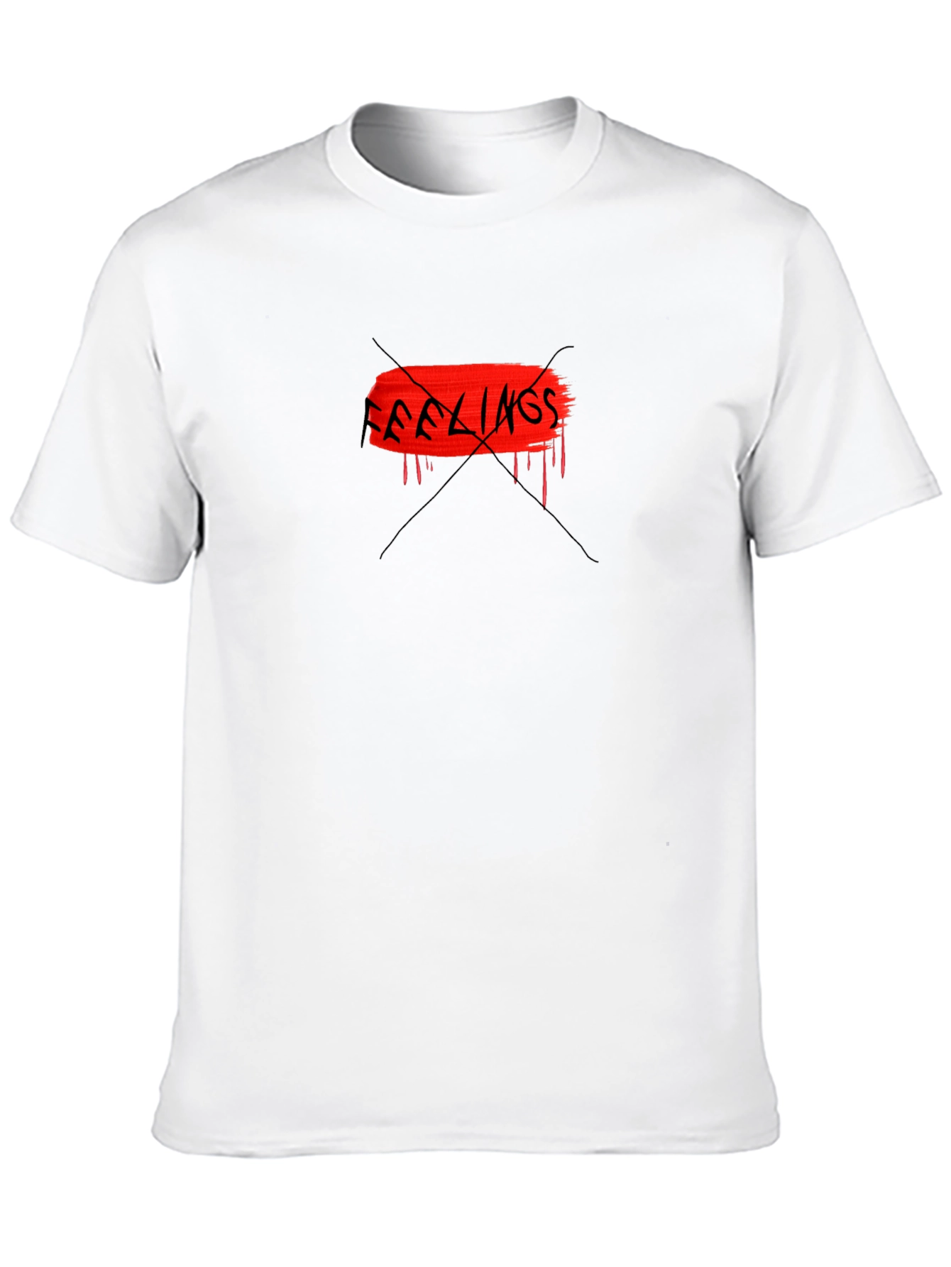 Edgy Black Tee - No Feelings Graphic