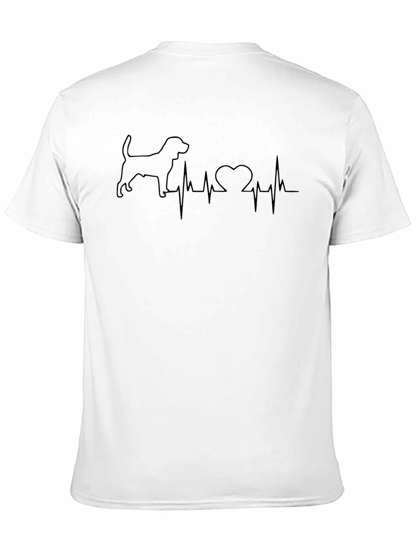 Dog Heartbeat Graphic Tee - Soft Black Cotton T-Shirt