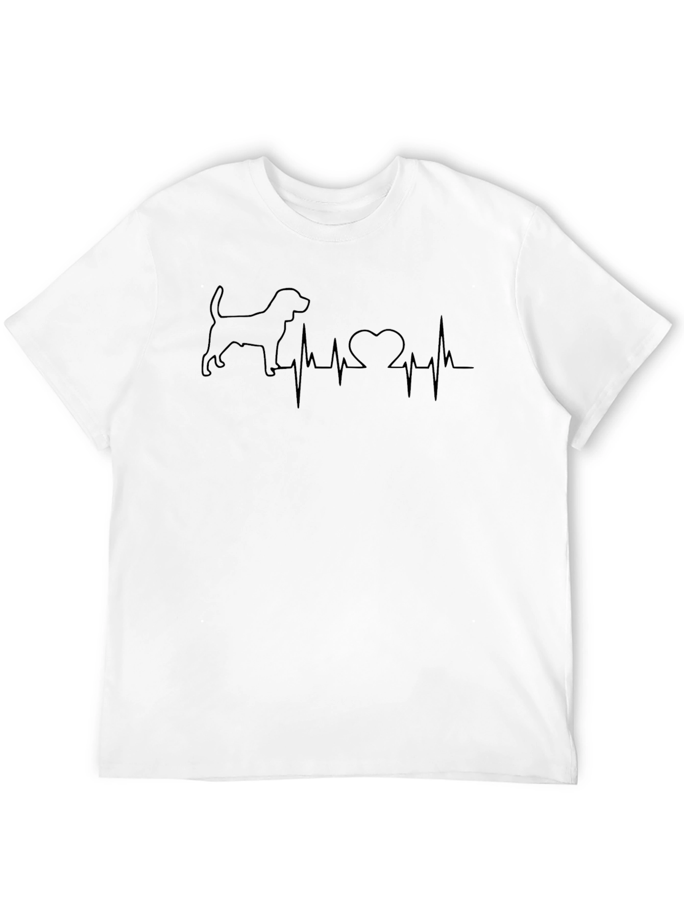 Dog Heartbeat Graphic Tee - Soft Black Cotton T-Shirt
