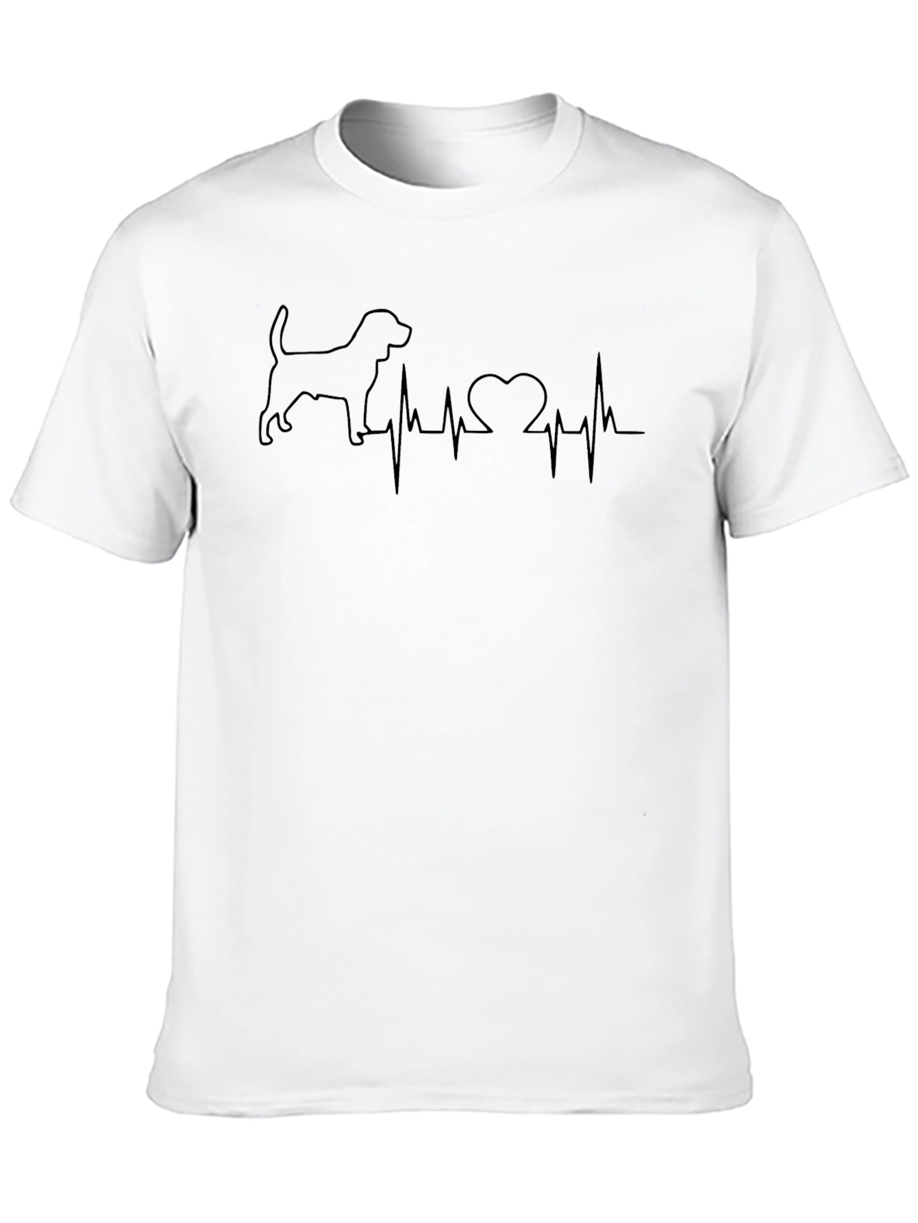 Dog Heartbeat Graphic Tee - Soft Black Cotton T-Shirt
