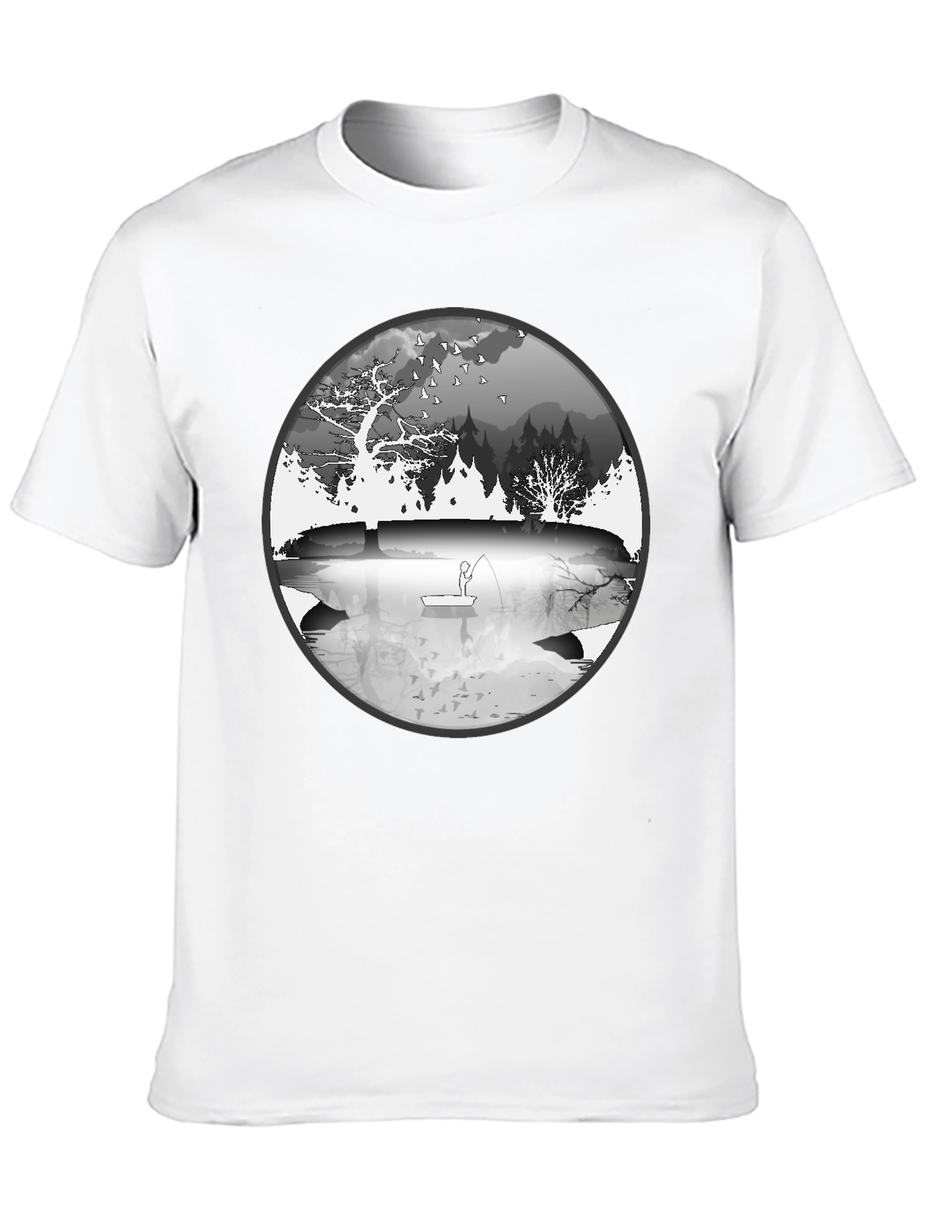 Nature Fisherman Graphic Tee - Classic Black