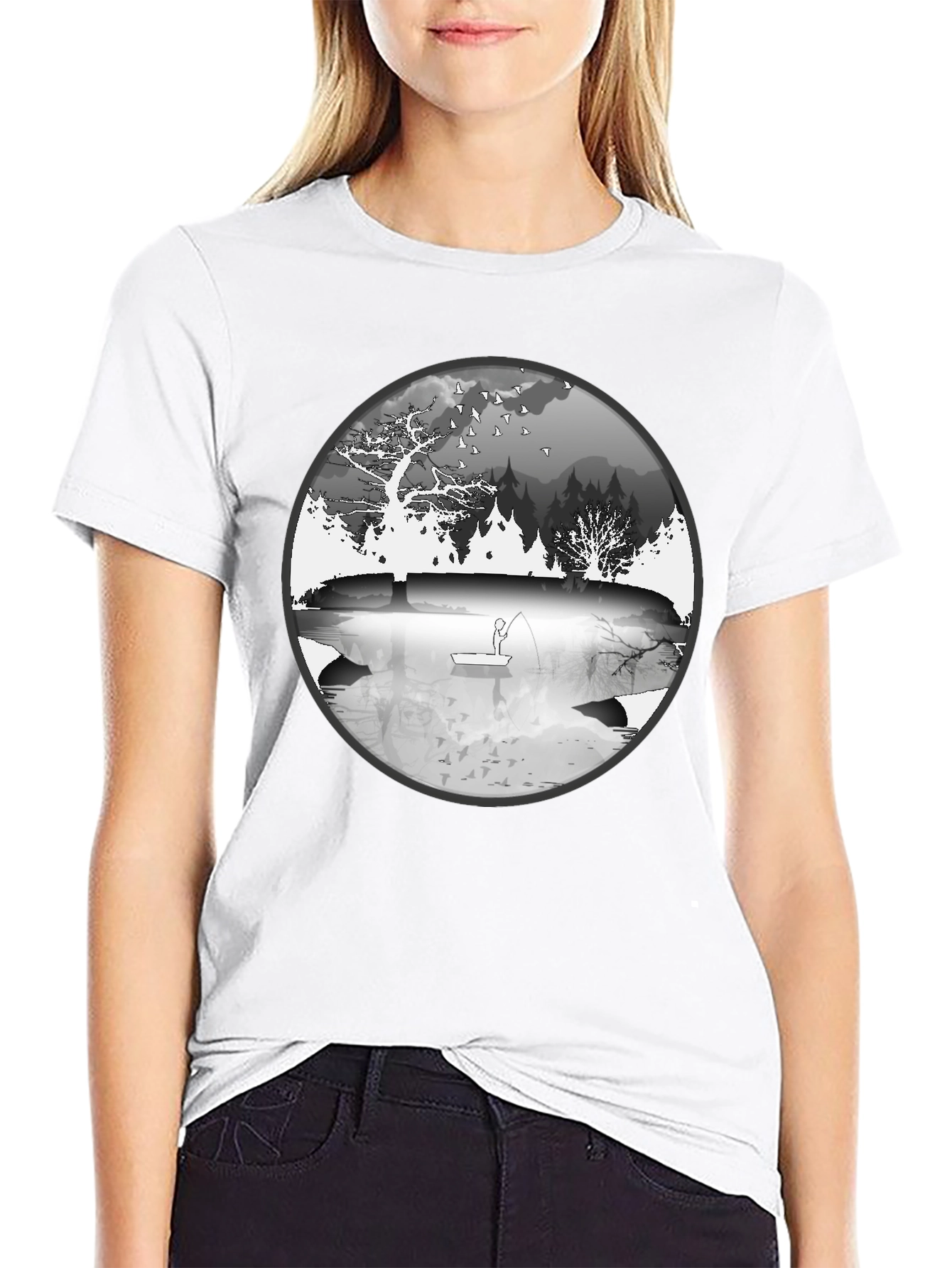 Nature Fisherman Graphic Tee - Classic Black