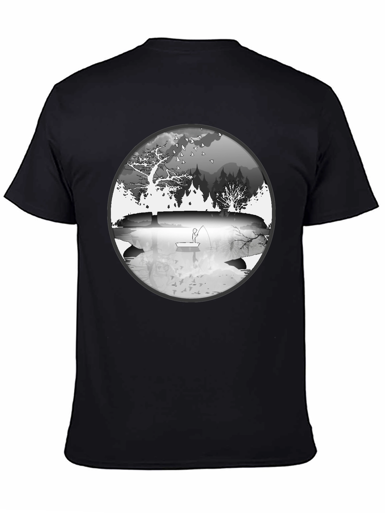 Nature Fisherman Graphic Tee - Classic Black