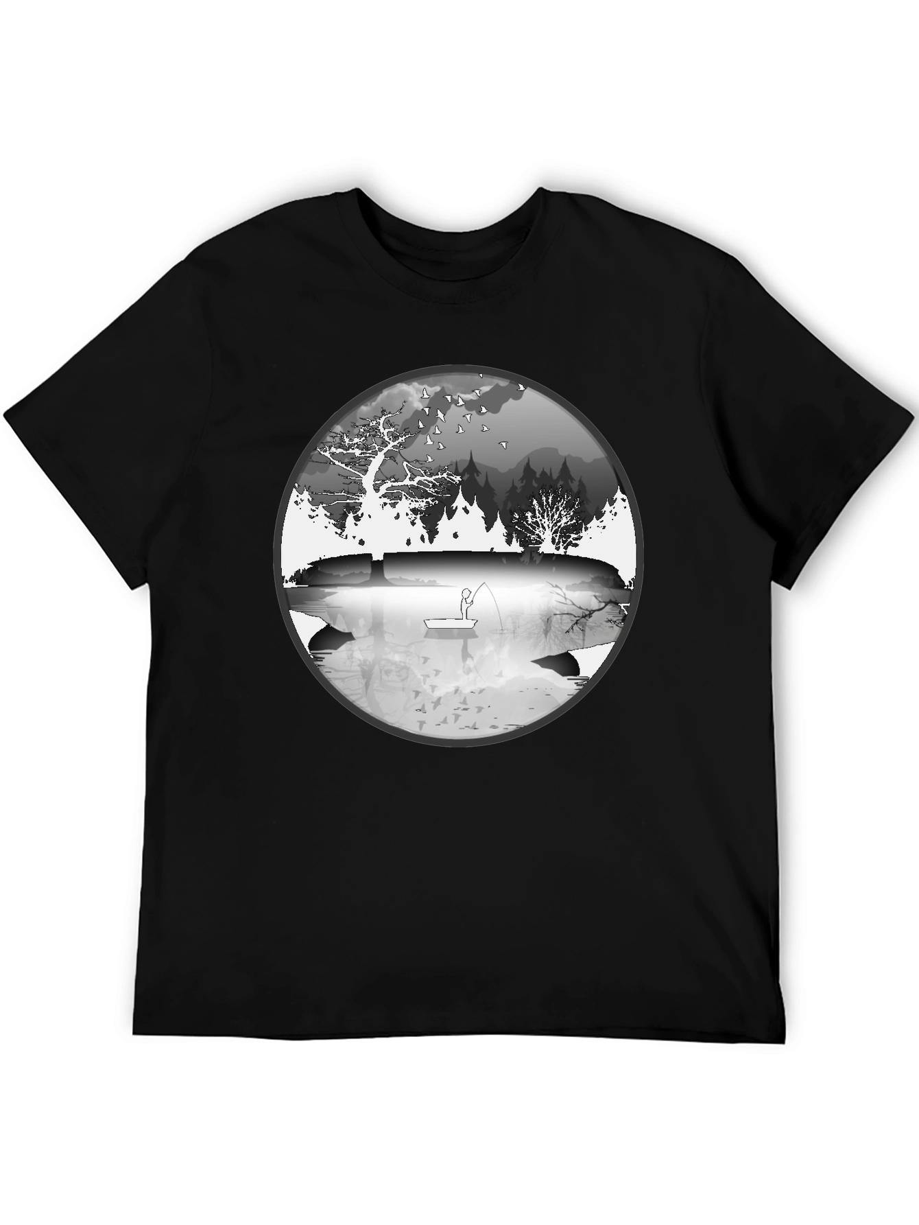 Nature Fisherman Graphic Tee - Classic Black