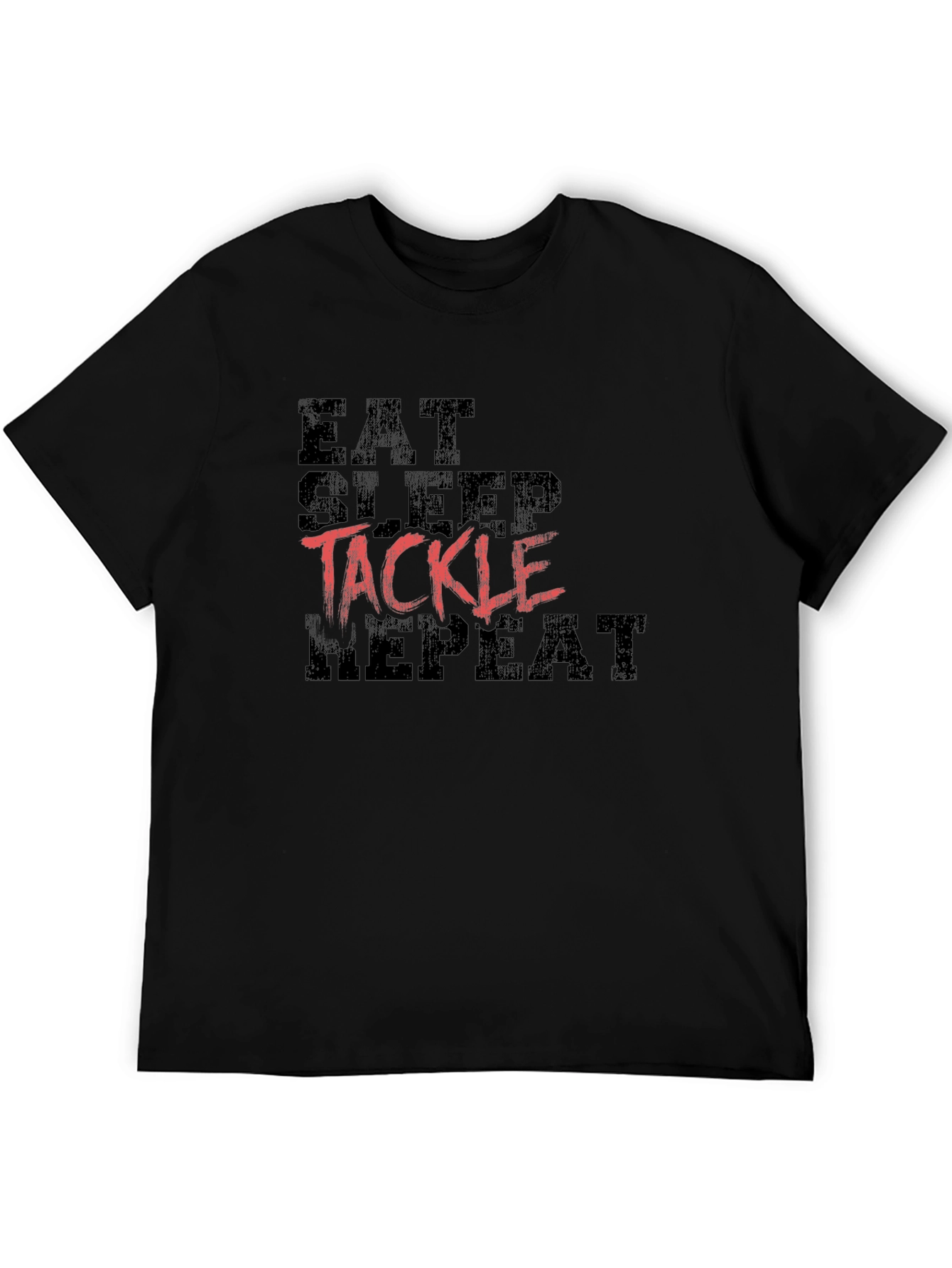 Eat Sleep Tackle Repeat Black T-Shirt