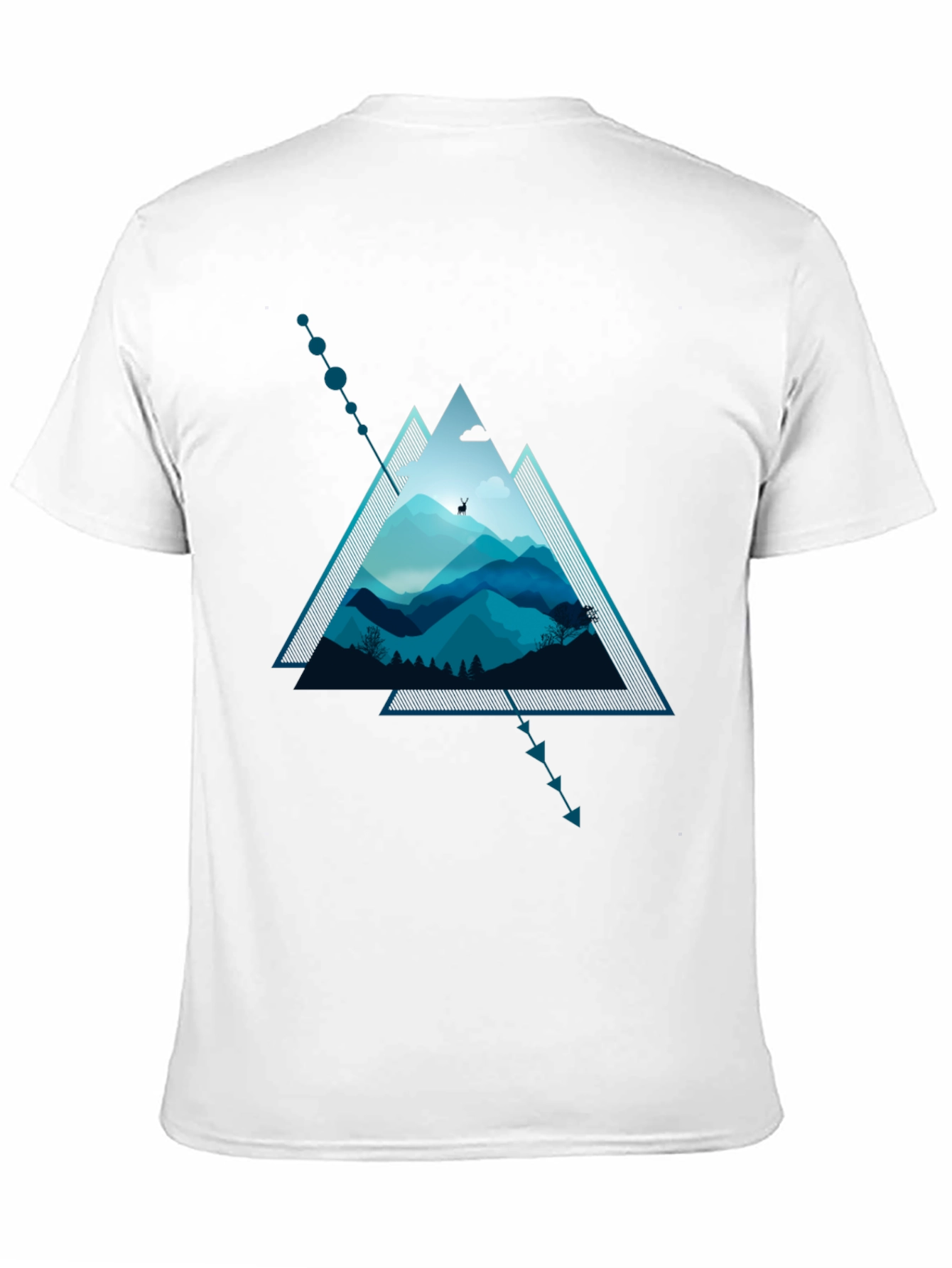 Geometric Mountain Scene Graphic T-Shirt