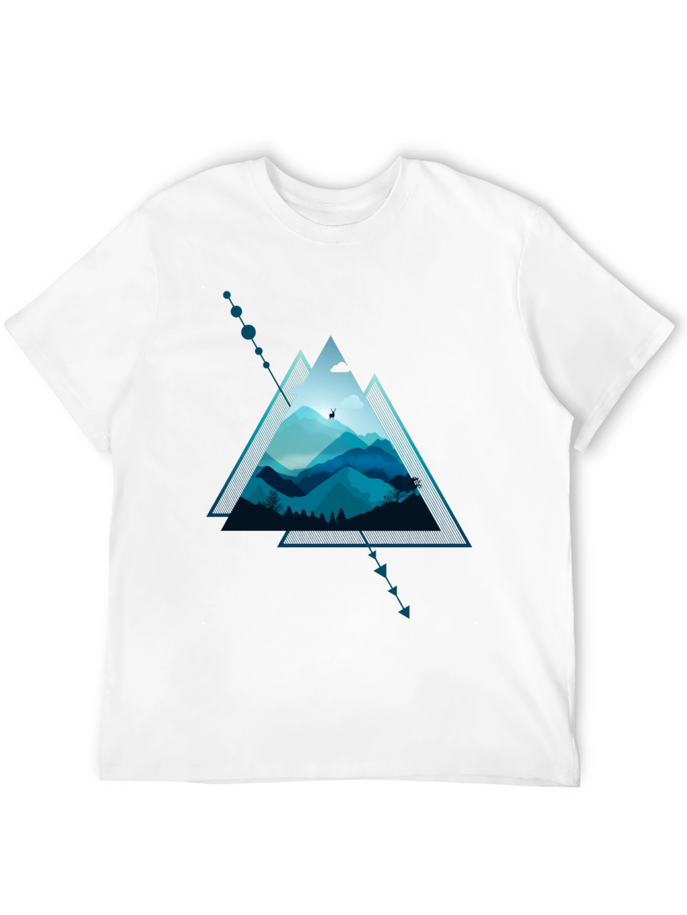 Geometric Mountain Scene Graphic T-Shirt