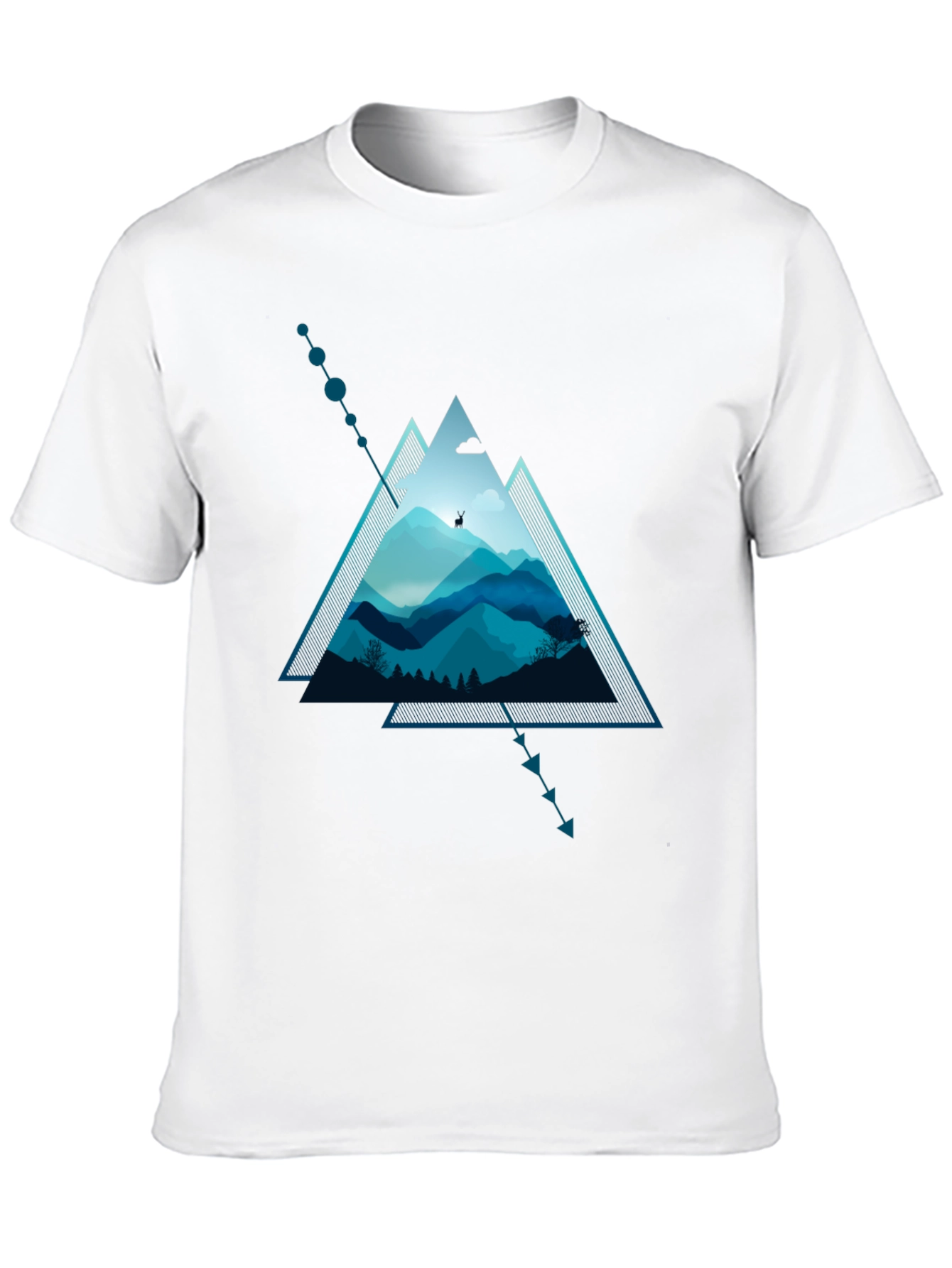 Geometric Mountain Scene Graphic T-Shirt