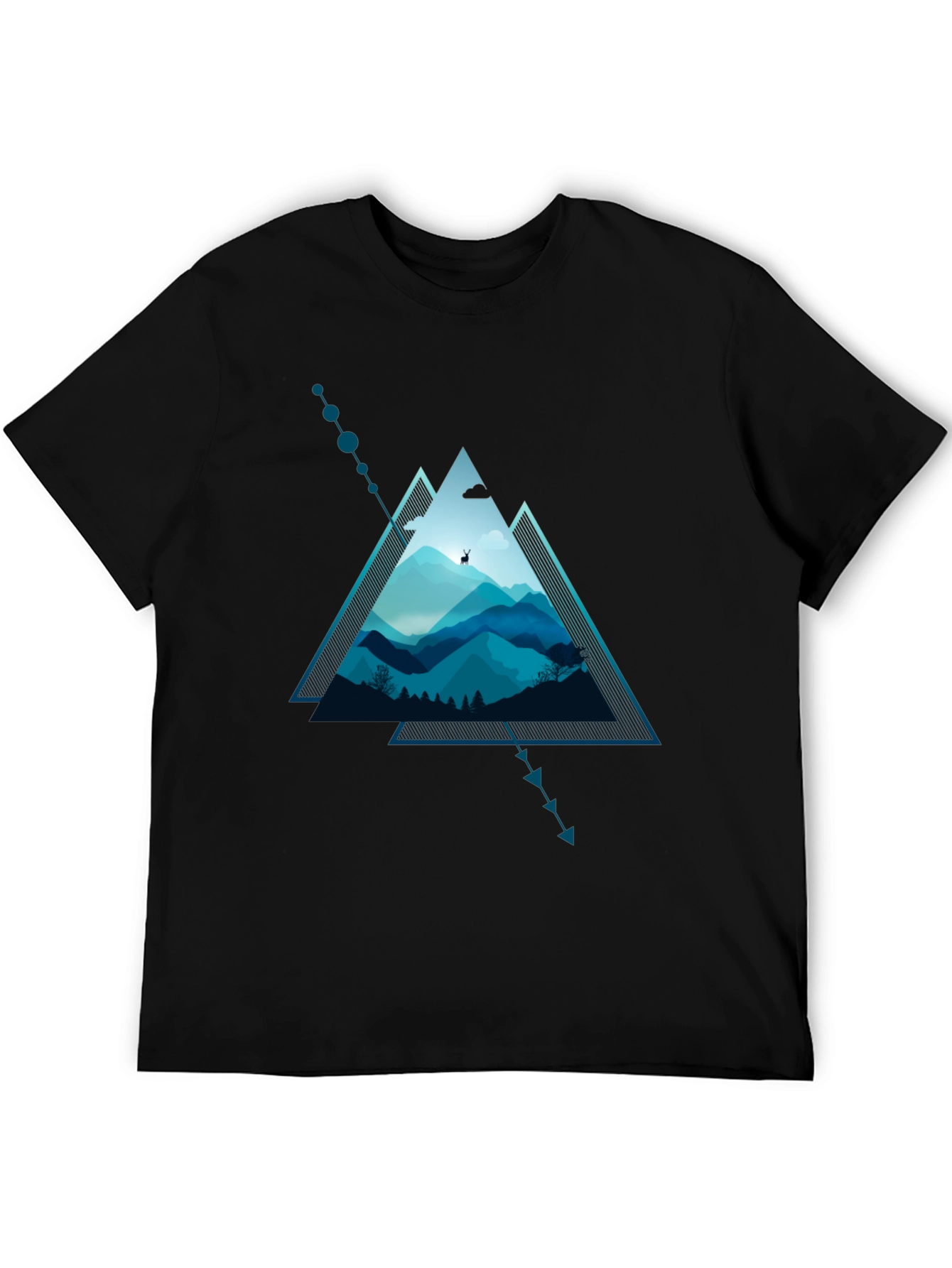 Geometric Mountain Scene Graphic T-Shirt
