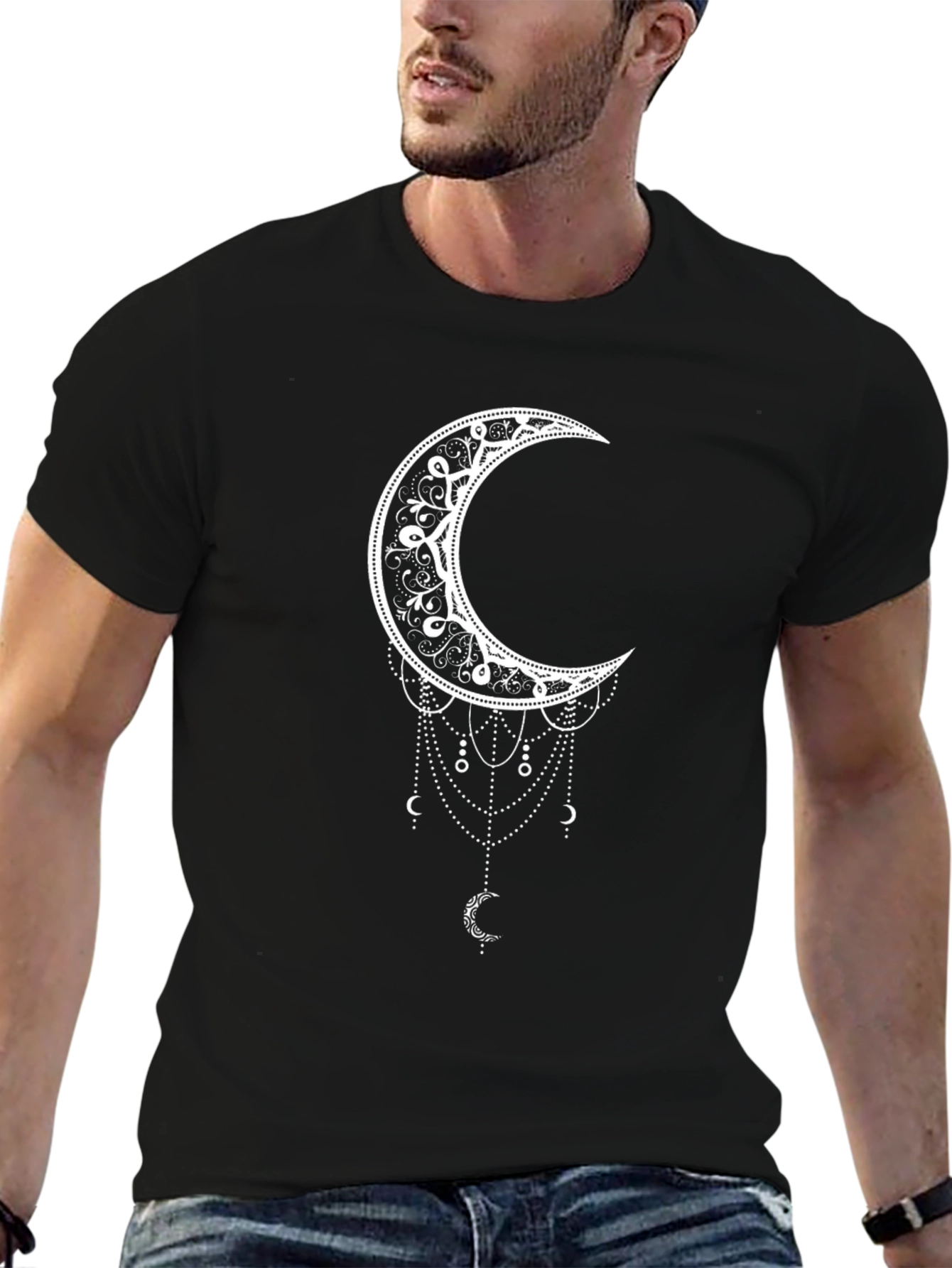 Black Moon Mandala T-Shirt - Celestial Style