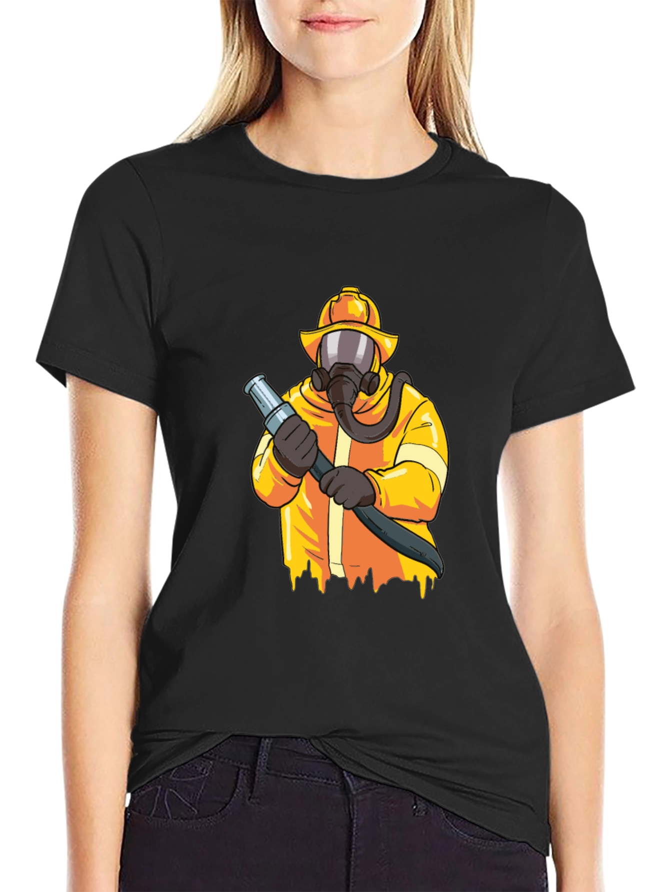 Firefighter Graphic Tee - Black Cotton Blend