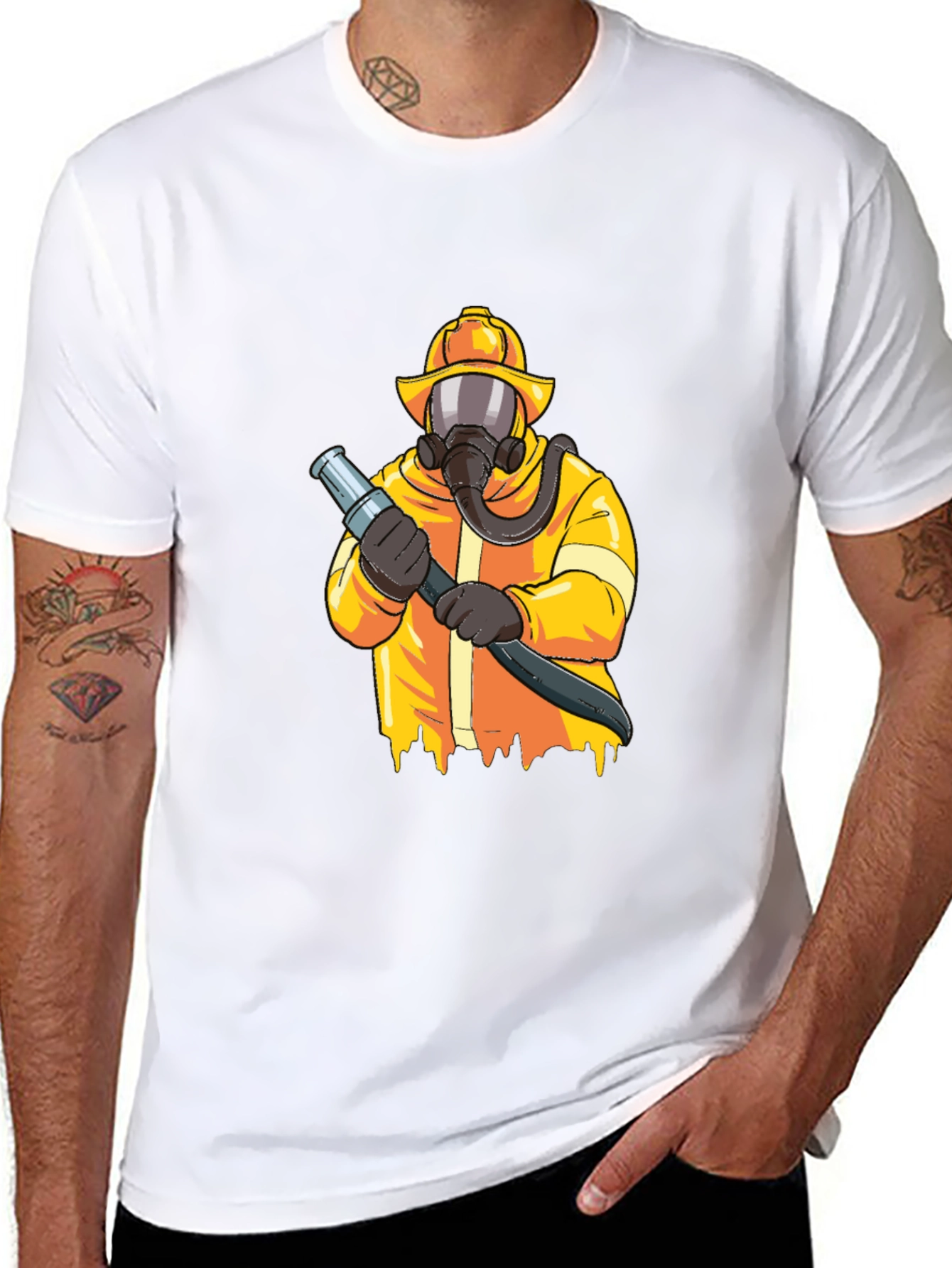 Firefighter Graphic Tee - Black Cotton Blend