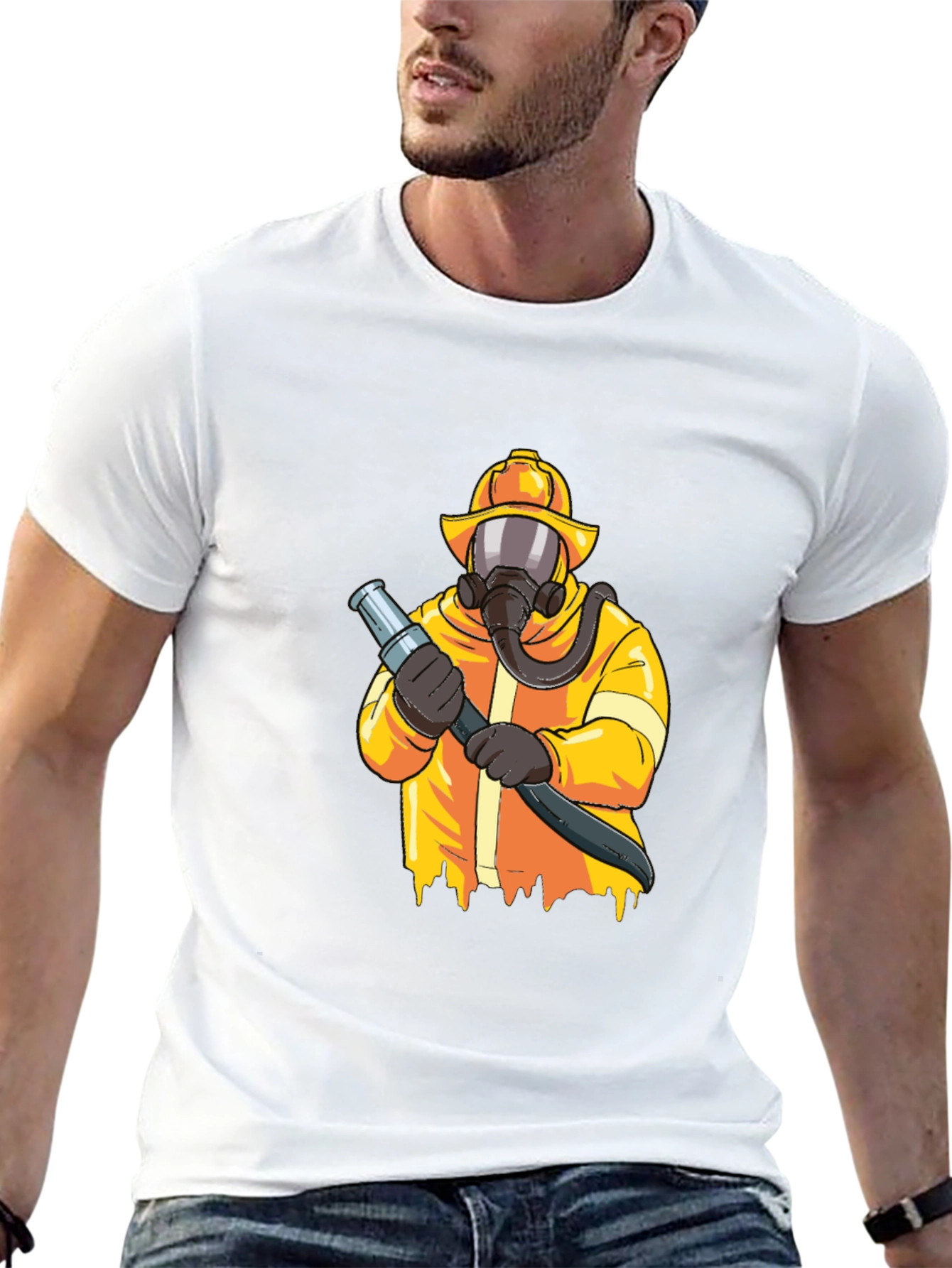 Firefighter Graphic Tee - Black Cotton Blend