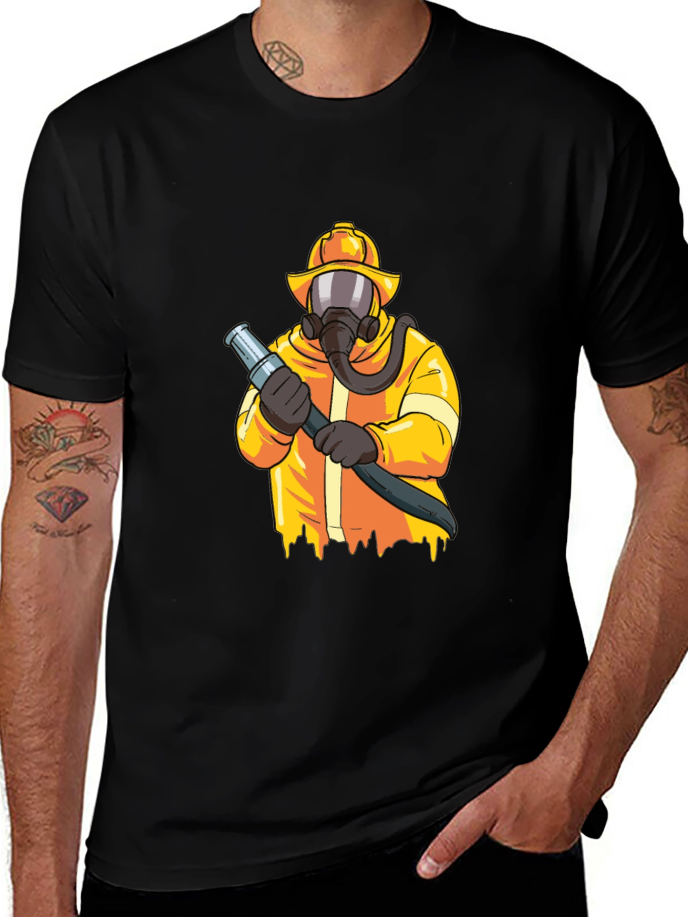 Firefighter Graphic Tee - Black Cotton Blend