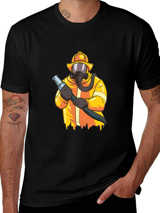 Firefighter Graphic Tee - Black Cotton Blend