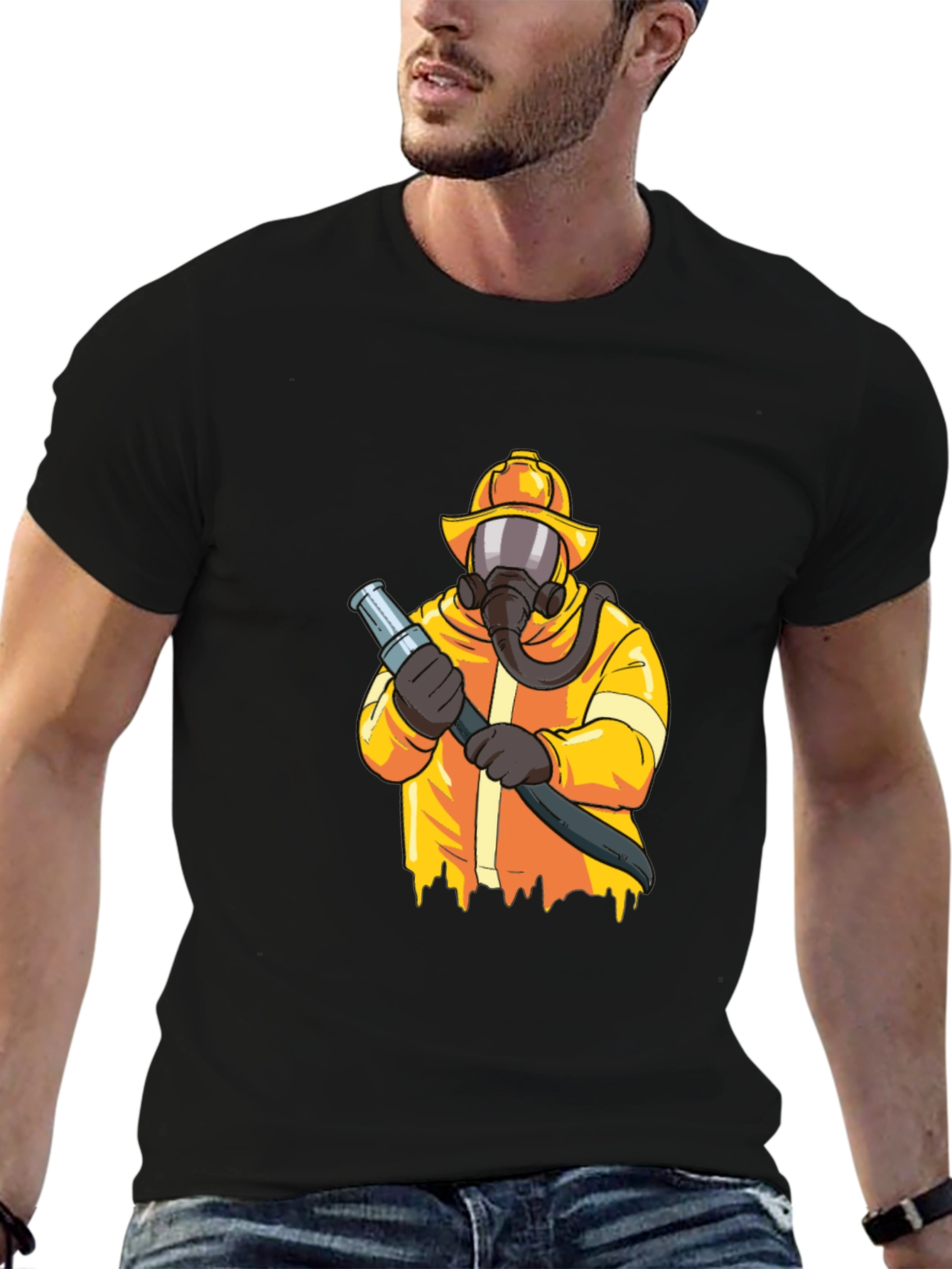 Firefighter Graphic Tee - Black Cotton Blend