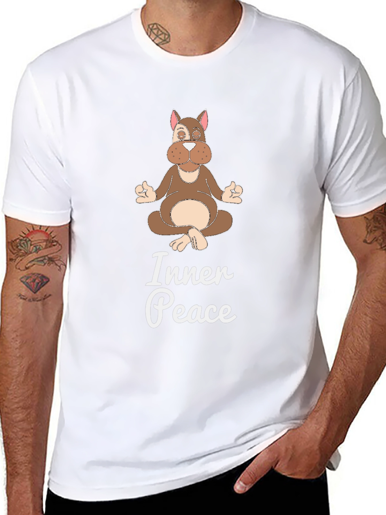 Inner Peace Yoga Dog Black T-Shirt