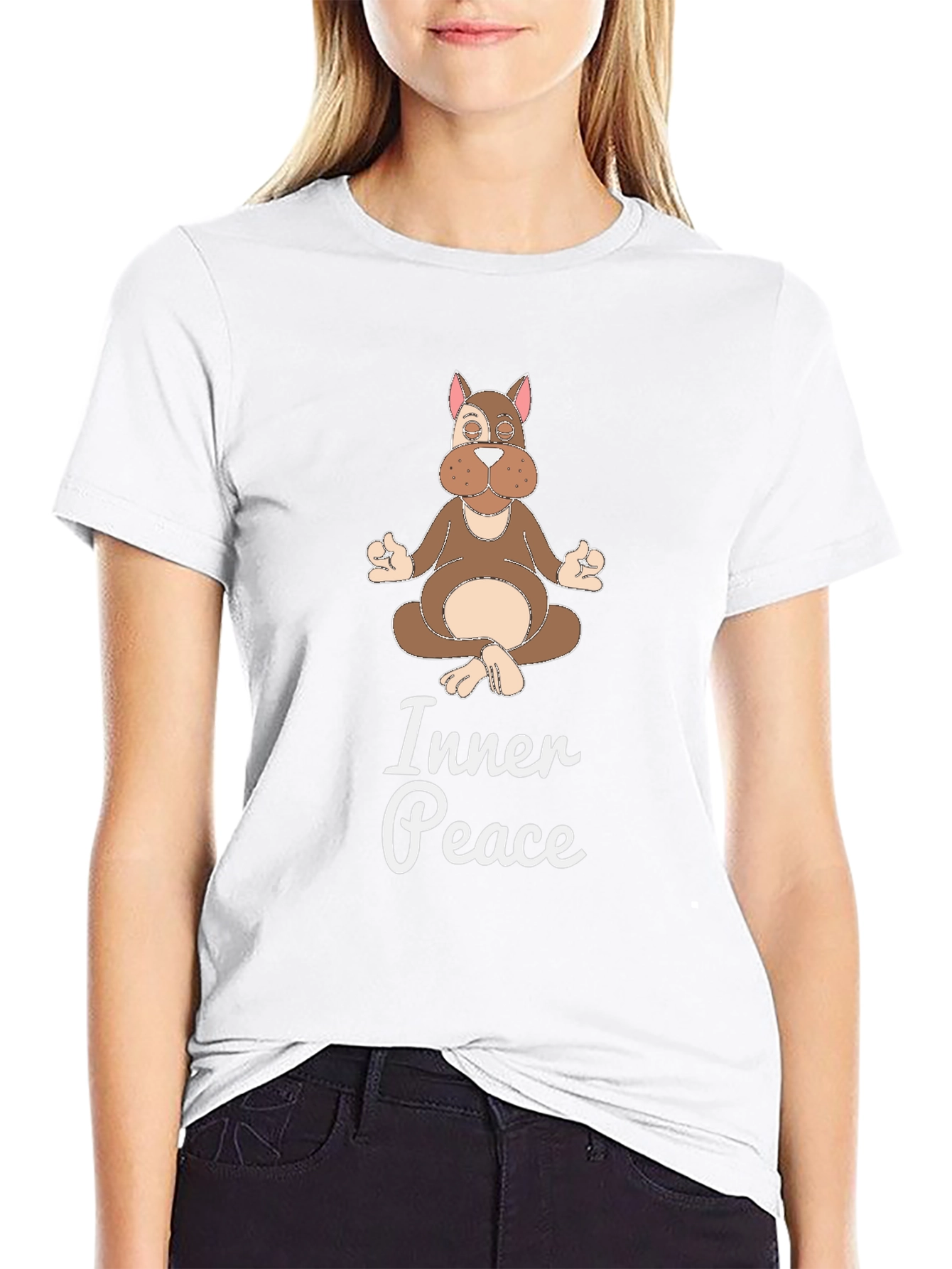 Inner Peace Yoga Dog Black T-Shirt