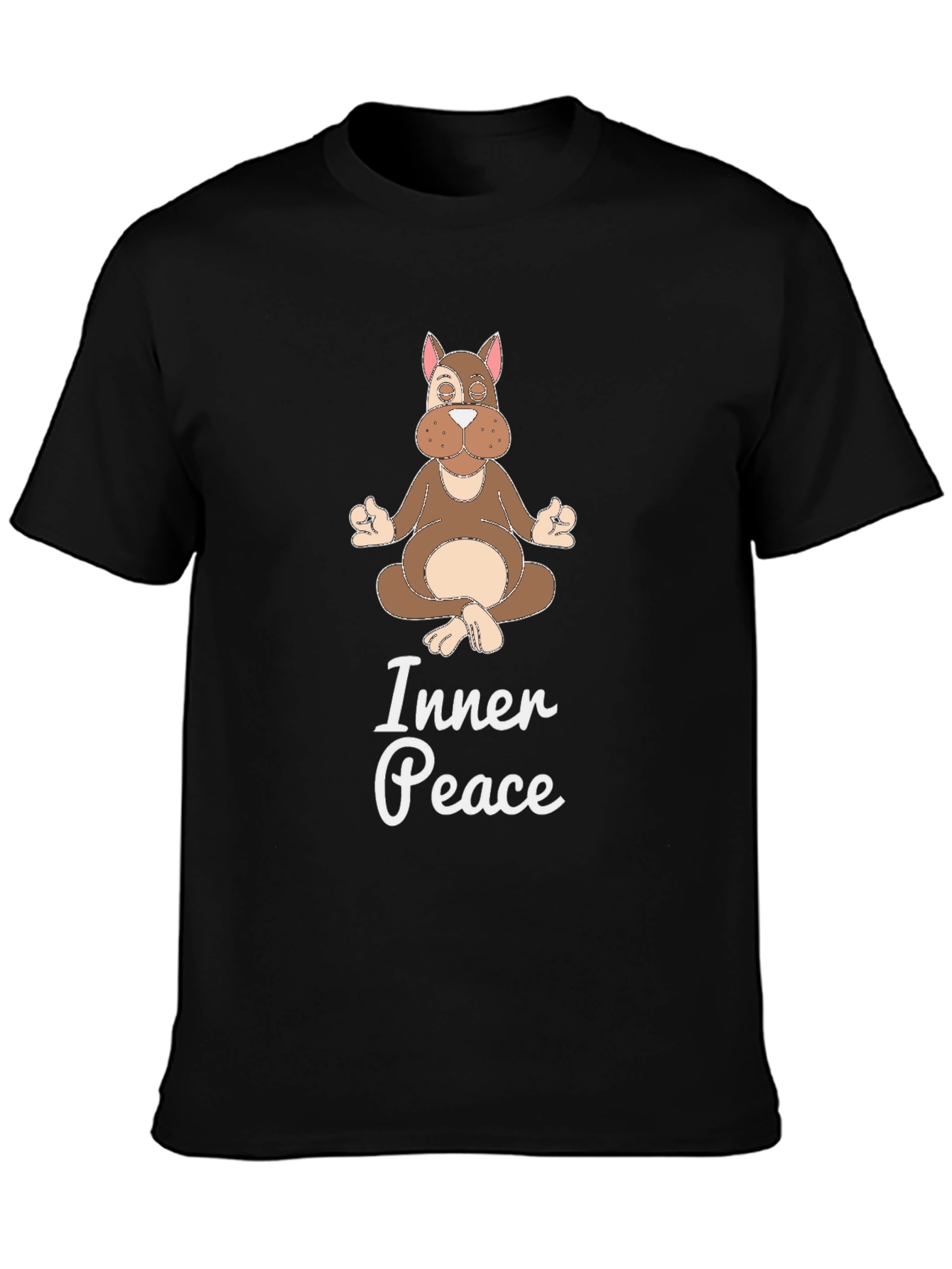 Inner Peace Yoga Dog Black T-Shirt