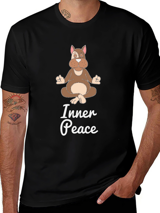 Inner Peace Yoga Dog Black T-Shirt