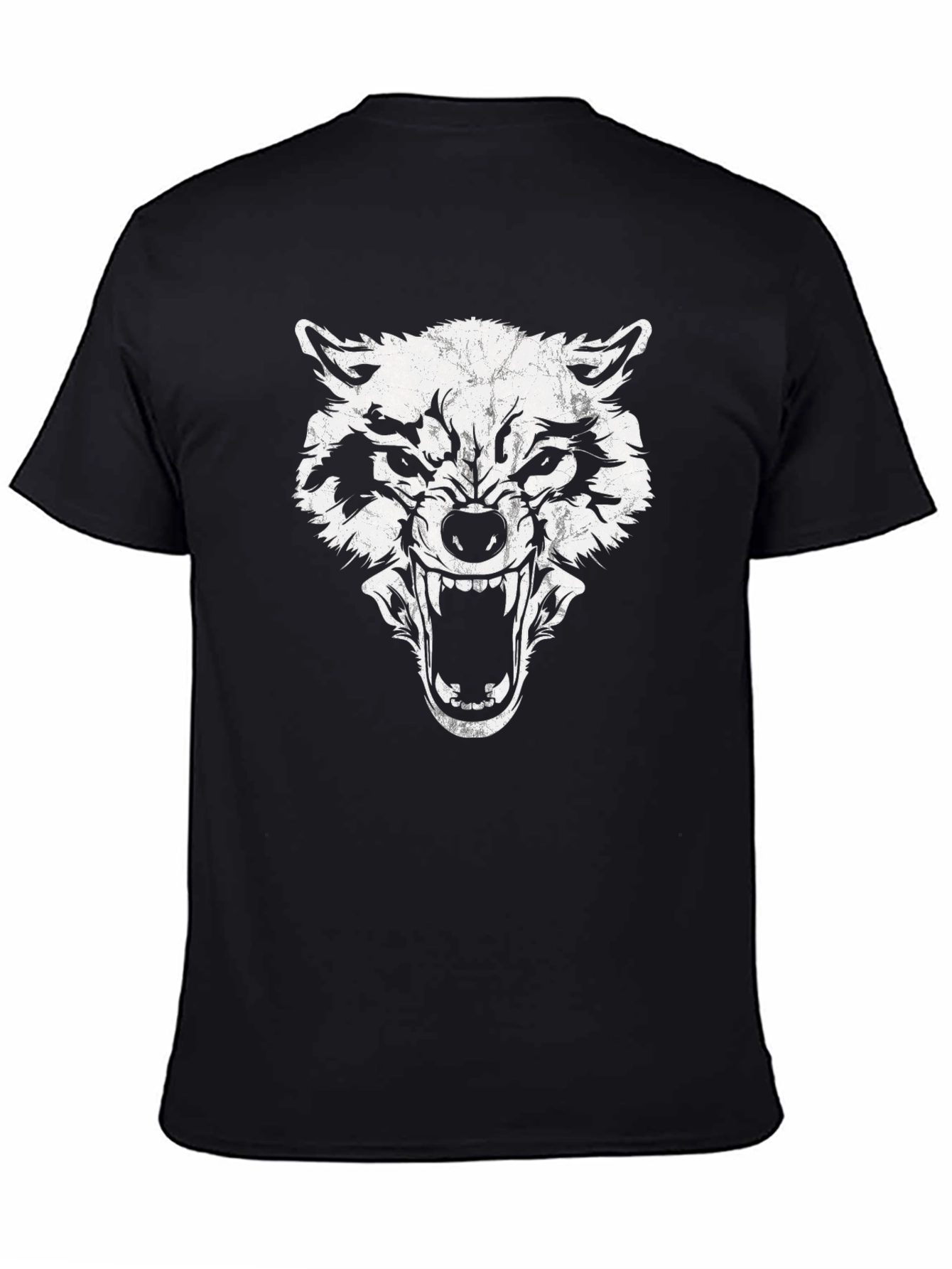 Fierce Wolf Graphic Print Black T-Shirt