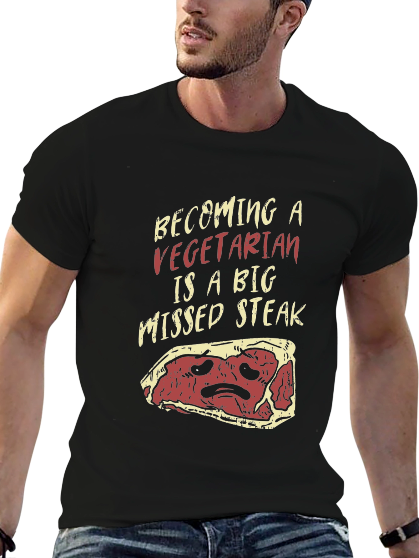 Vegetarian Missed Steak Graphic T-Shirt
