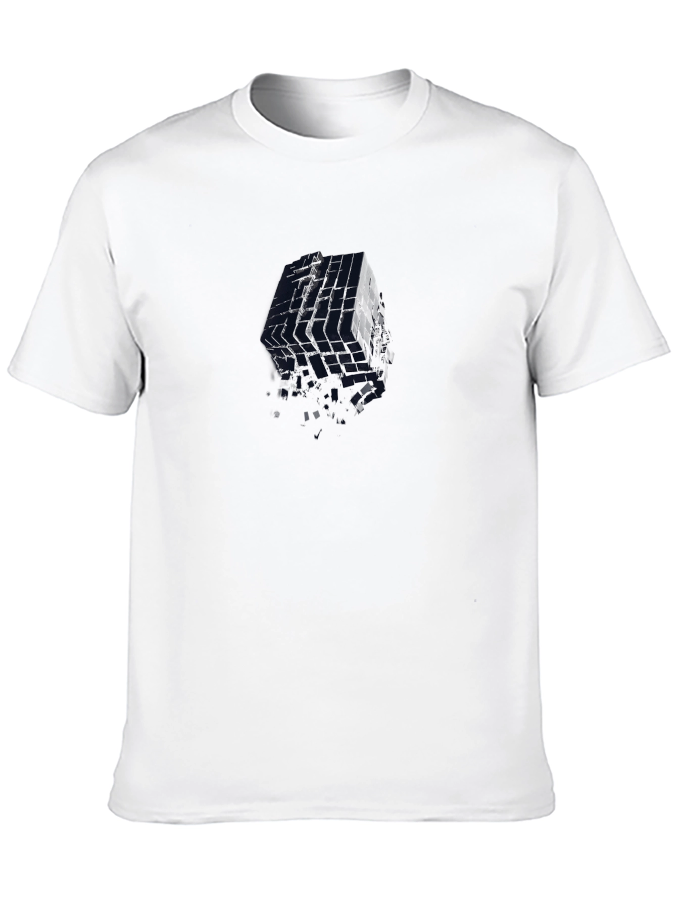 Abstract Cube Graphic Tee - Modern Black T-Shirt