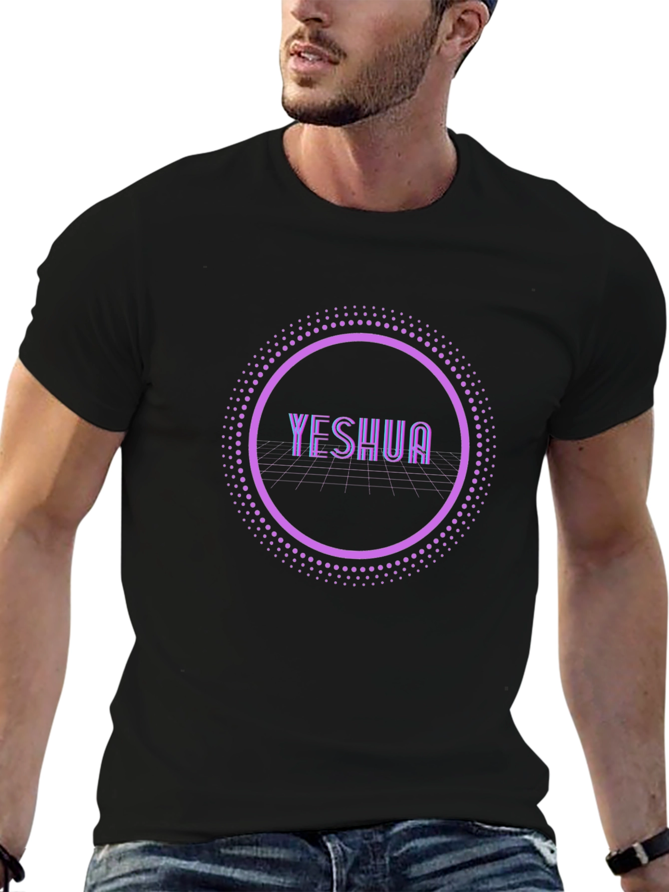 Yeshua Circle Design Black T-Shirt