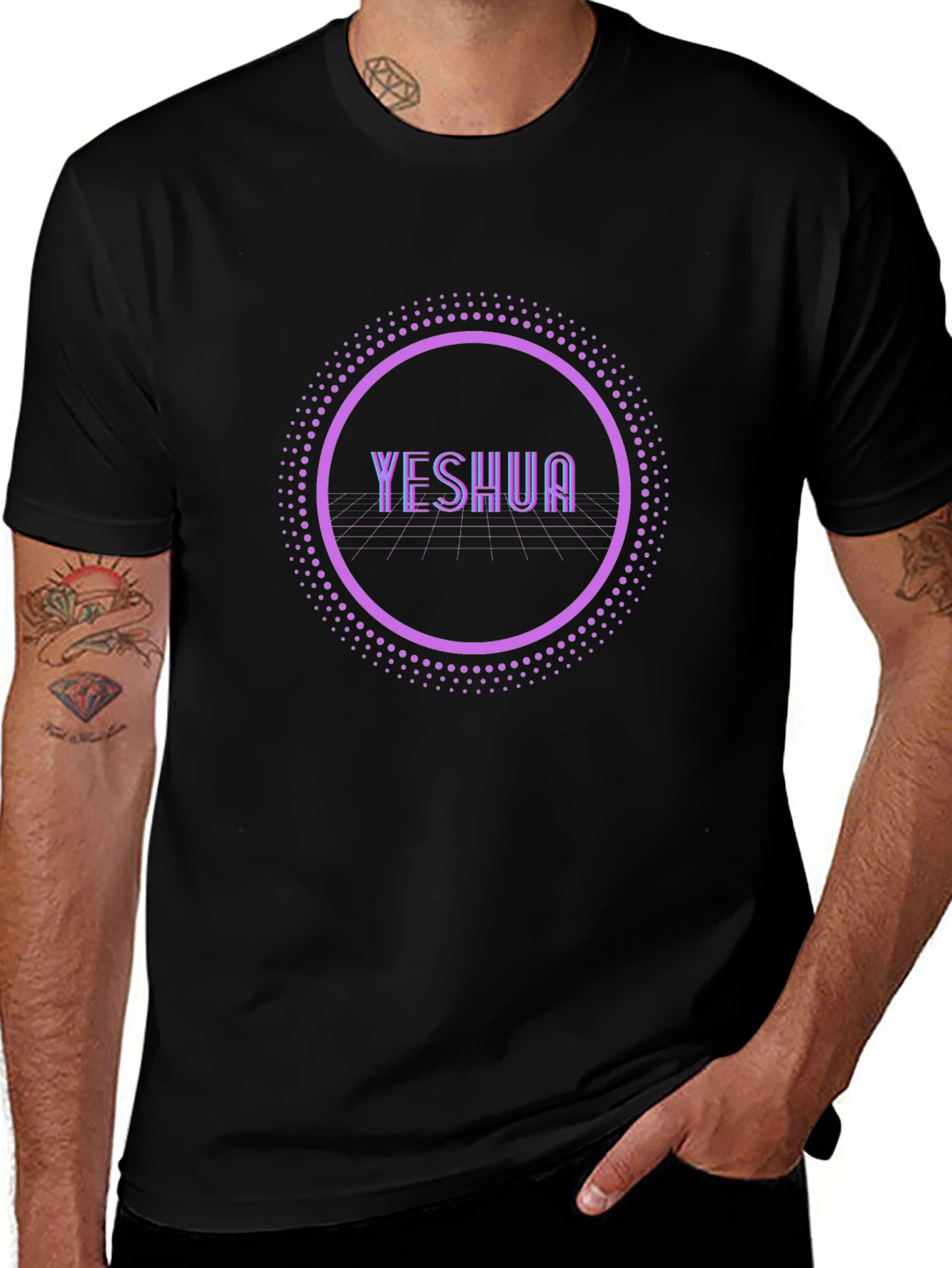 Yeshua Circle Design Black T-Shirt