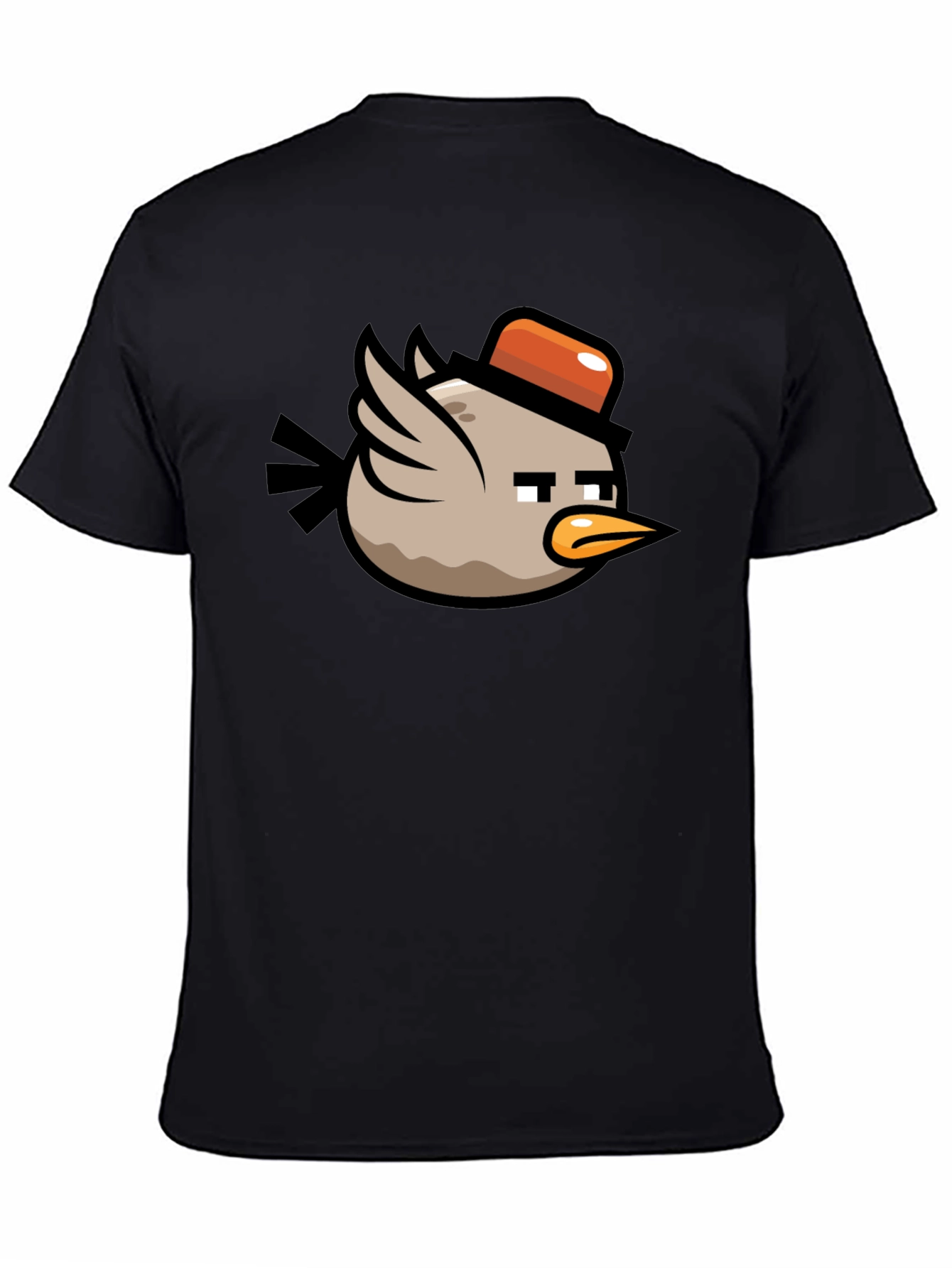 Cartoon Bird Graphic Tee - Mens Black T-Shirt