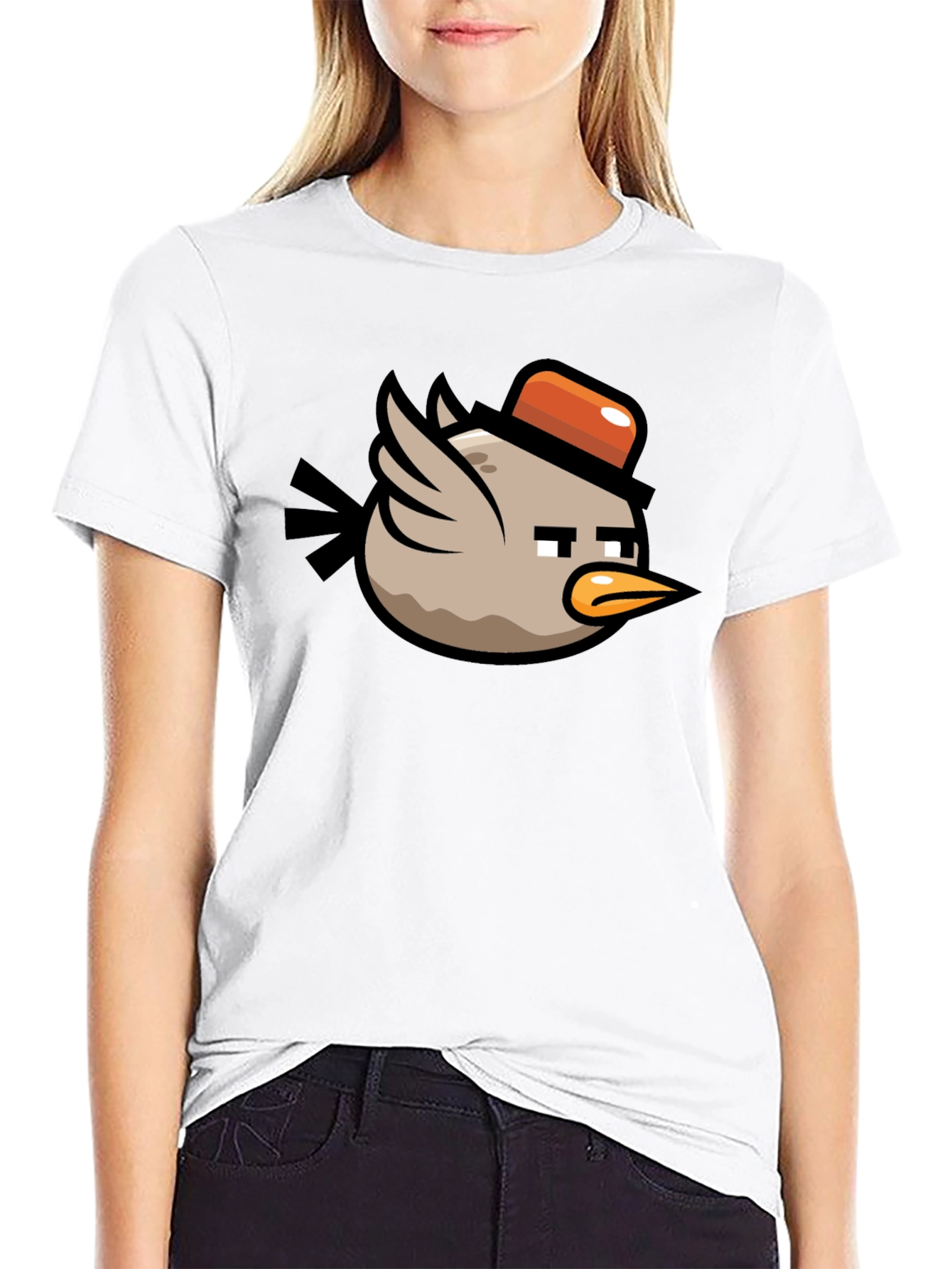 Cartoon Bird Graphic Tee - Mens Black T-Shirt