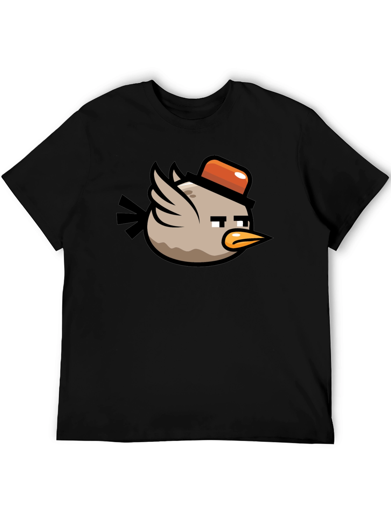 Cartoon Bird Graphic Tee - Mens Black T-Shirt