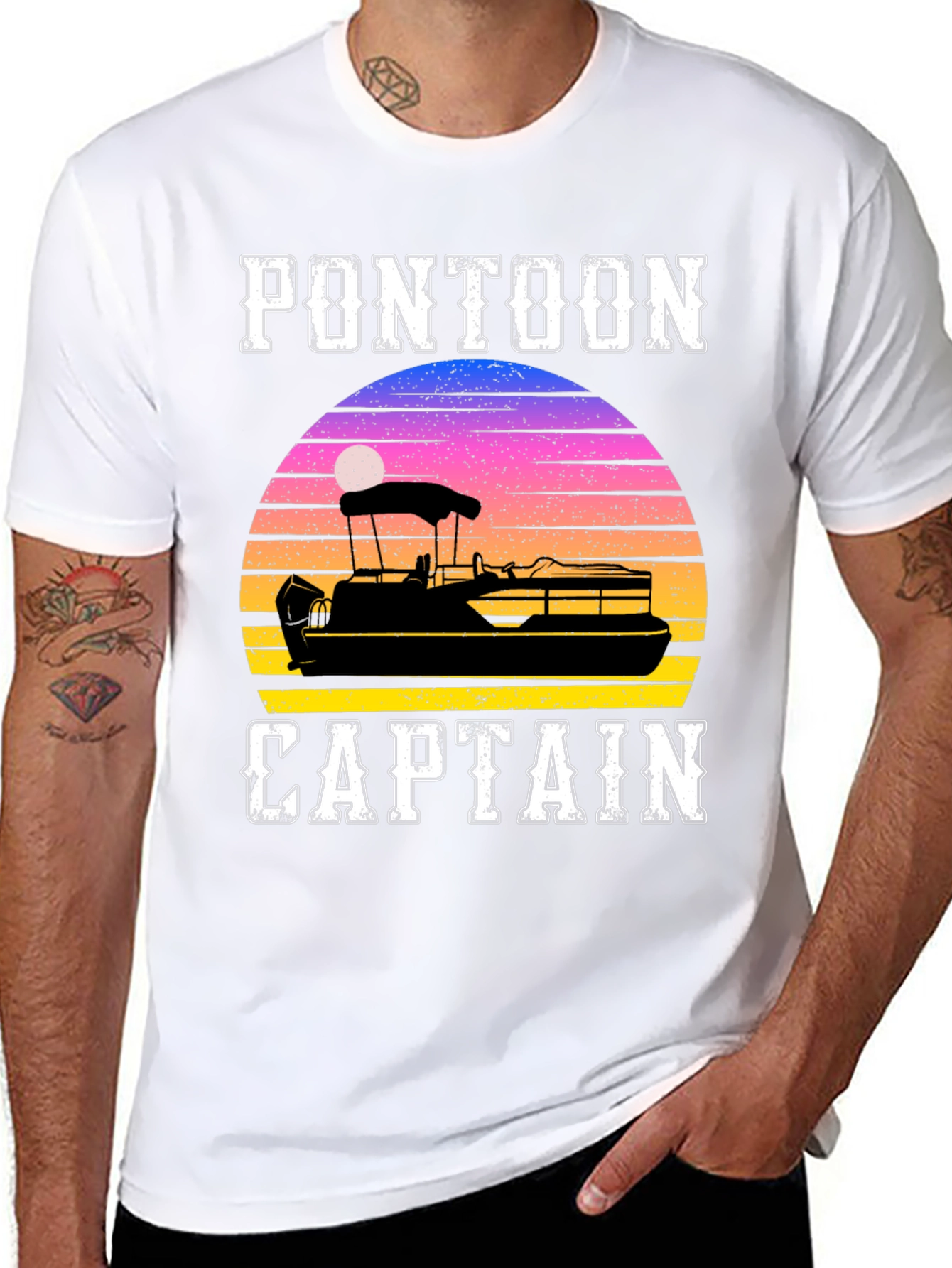 Pontoon Captain Sunset Graphic Tee