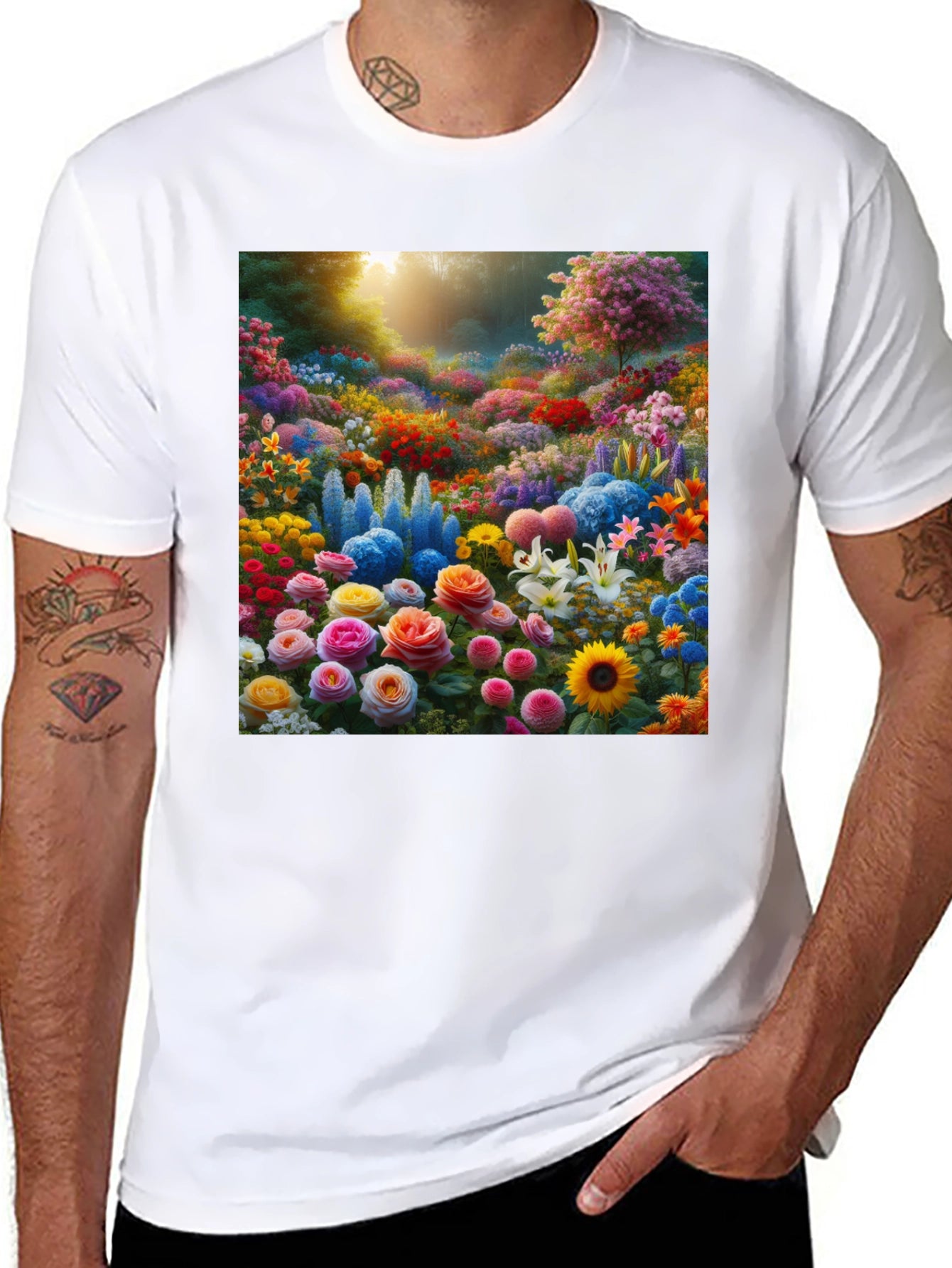 Floral Garden Print Crew Neck T-Shirt