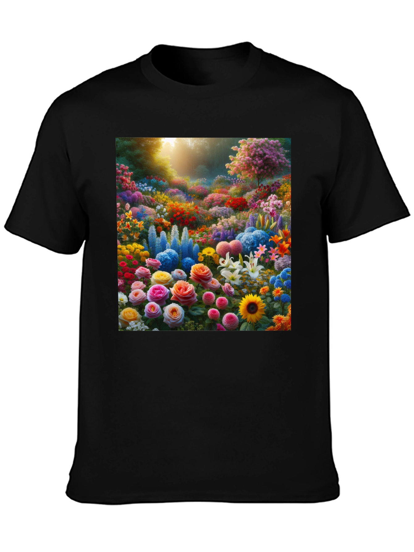 Floral Garden Print Crew Neck T-Shirt
