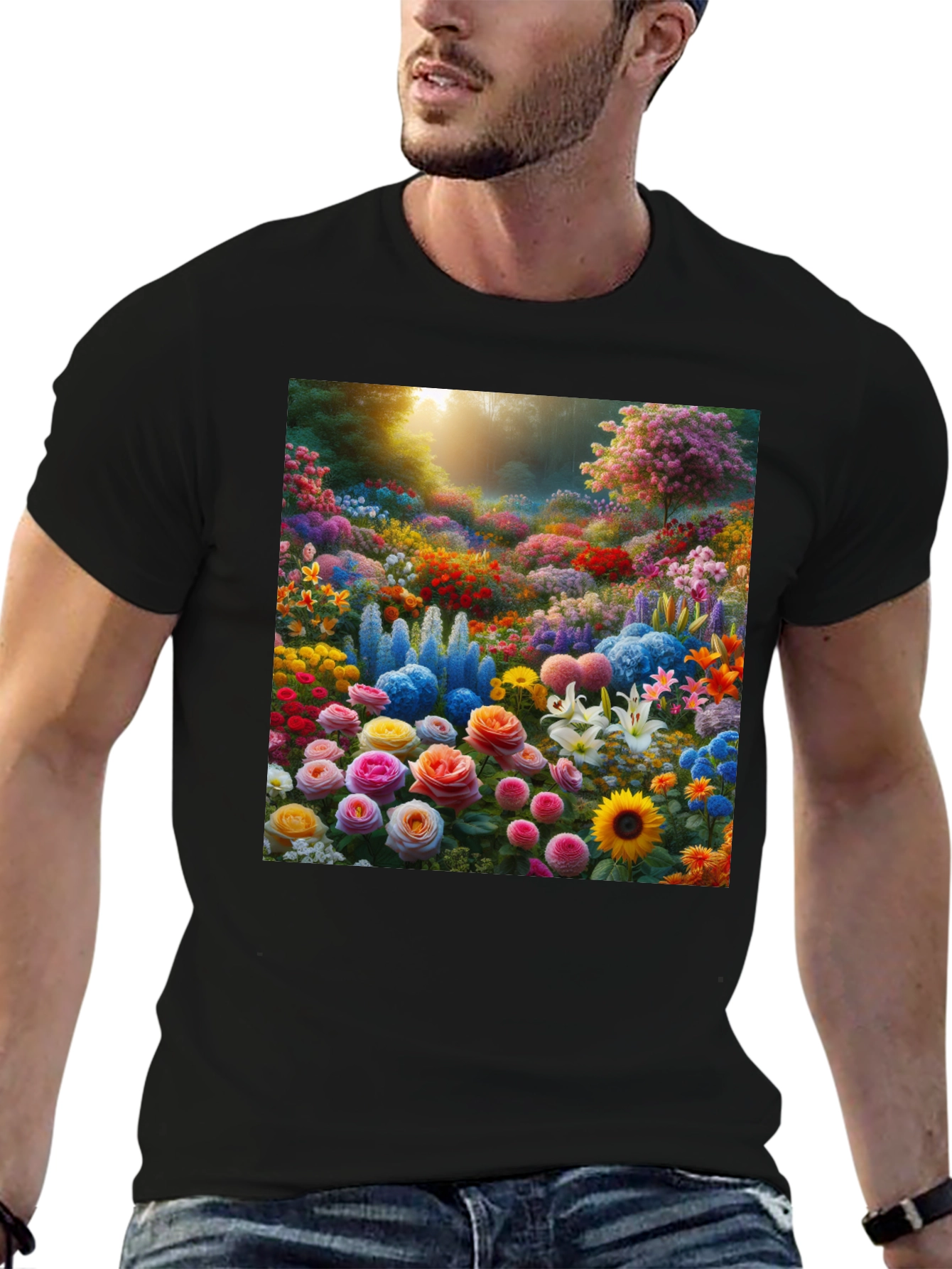Floral Garden Print Crew Neck T-Shirt
