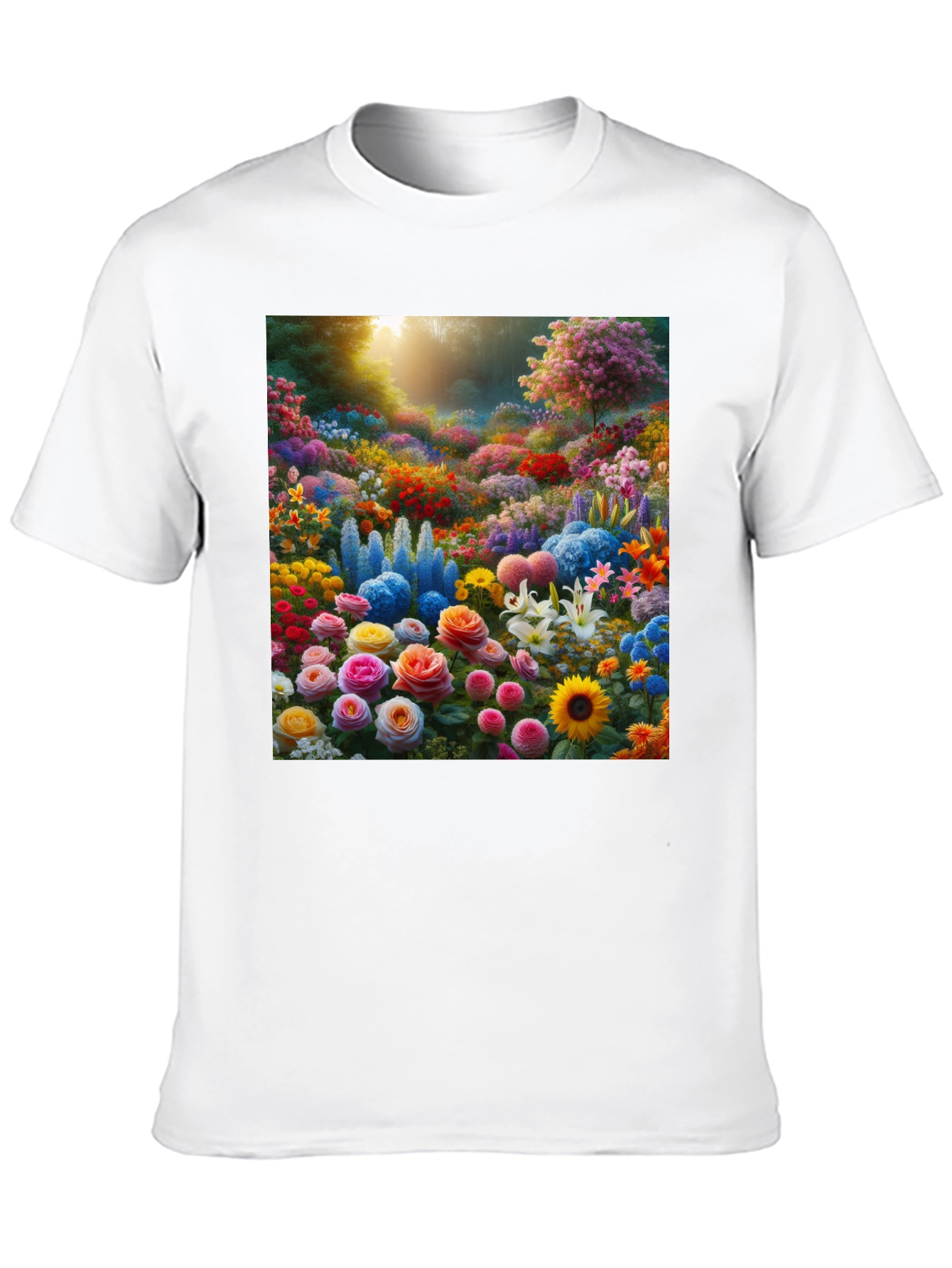 Floral Garden Print Crew Neck T-Shirt
