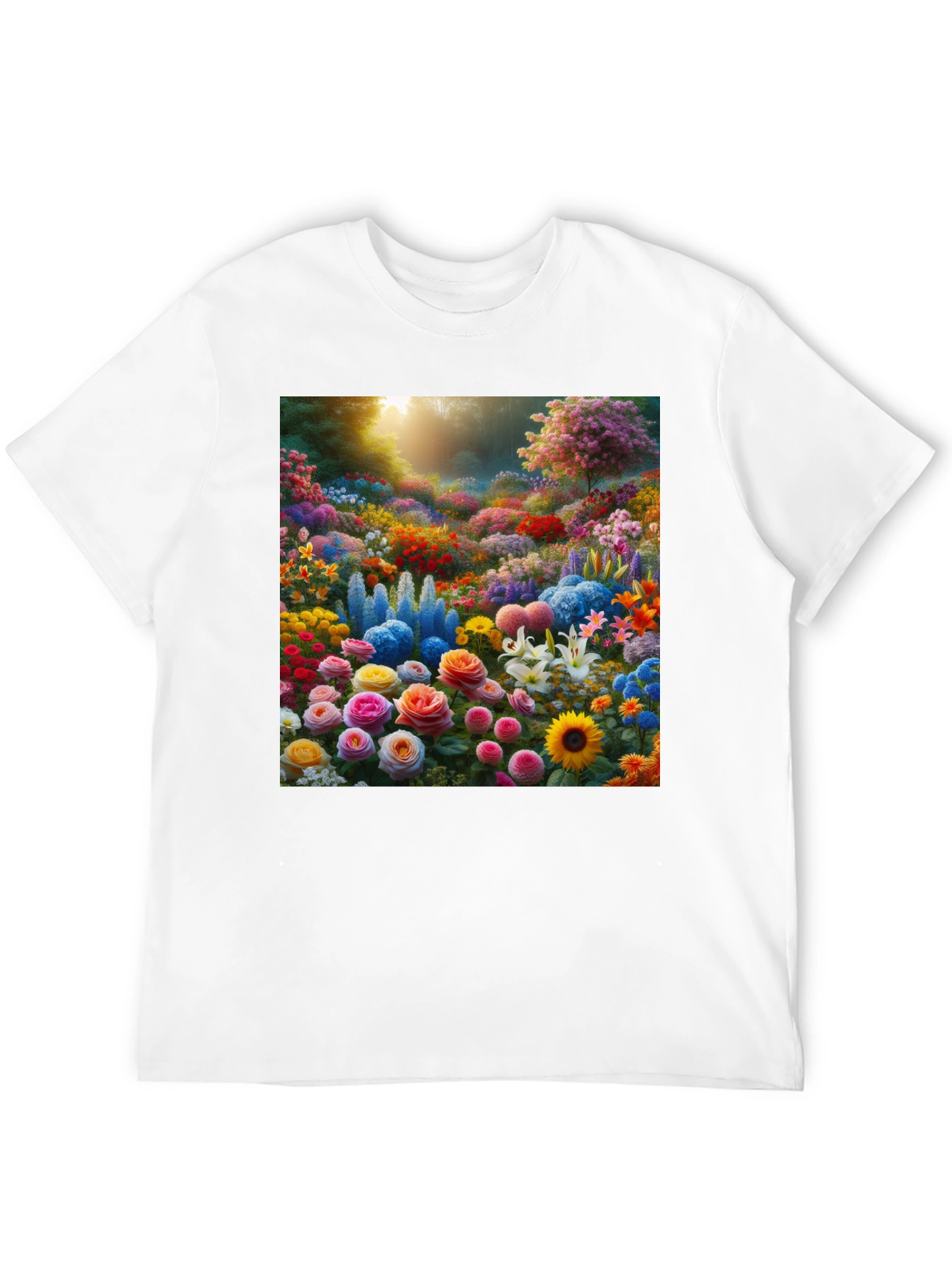 Floral Garden Print Crew Neck T-Shirt